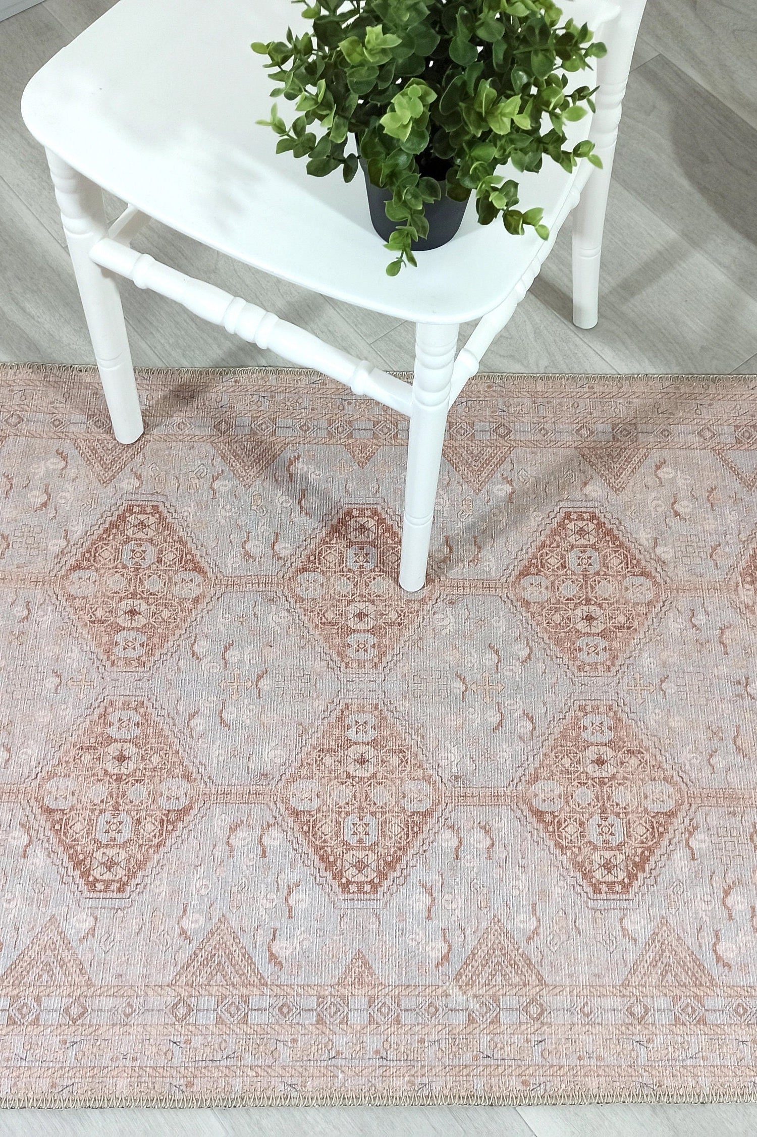 Tiera Rug Vintage Turkish Faded Beige Brown Rug