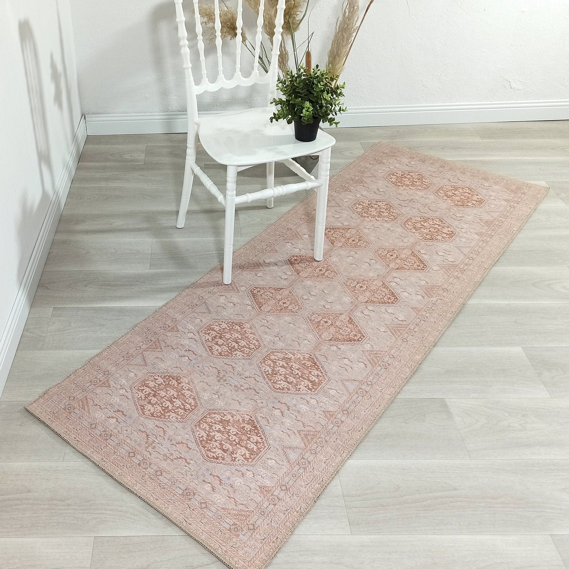 Tiera Rug Vintage Turkish Faded Beige Brown Rug