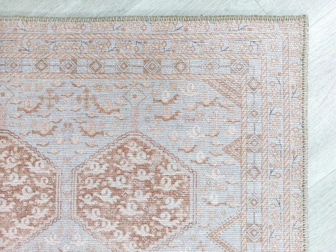 Tiera Rug Vintage Turkish Faded Beige Brown Rug
