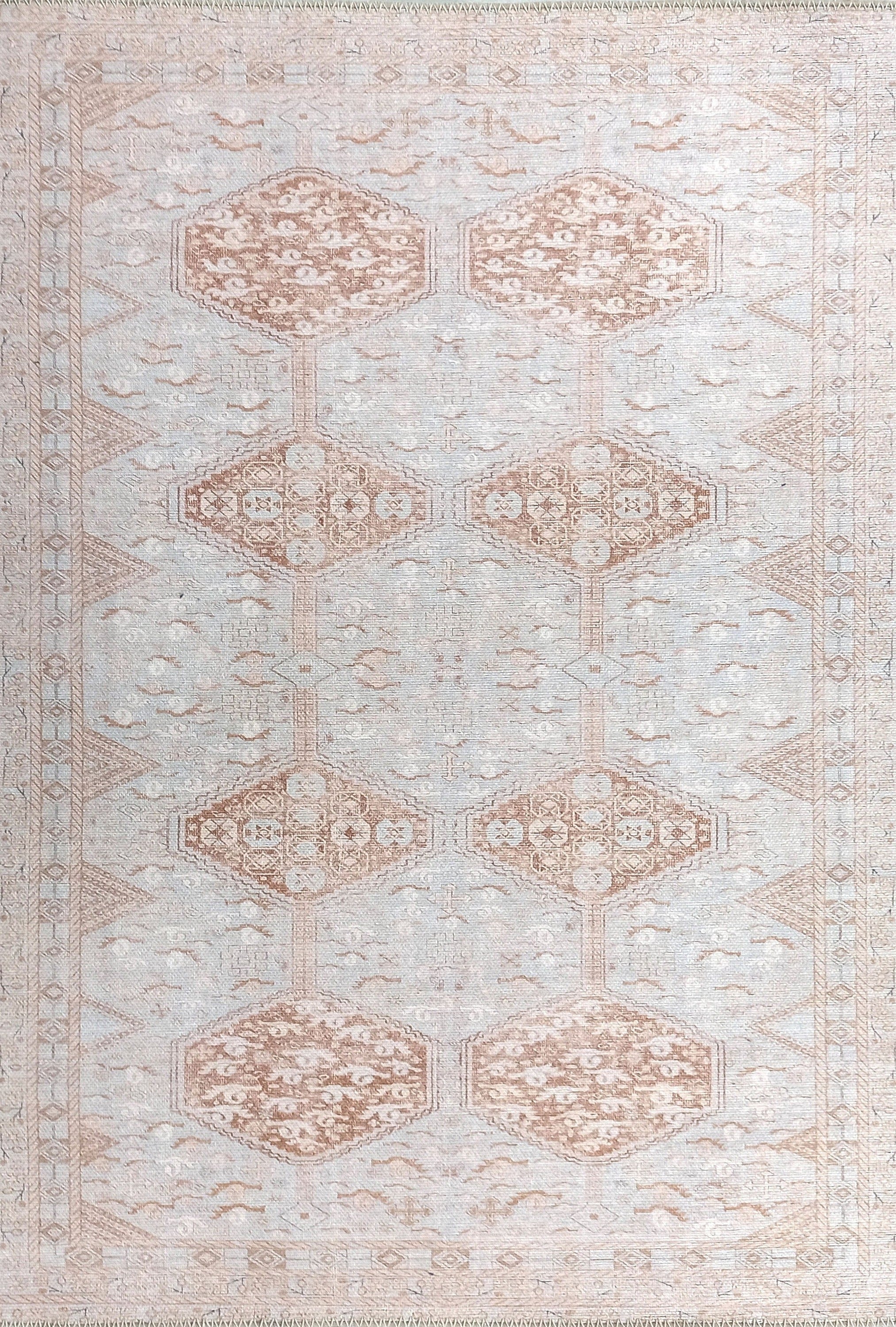 Tiera Rug Vintage Turkish Faded Beige Brown Rug