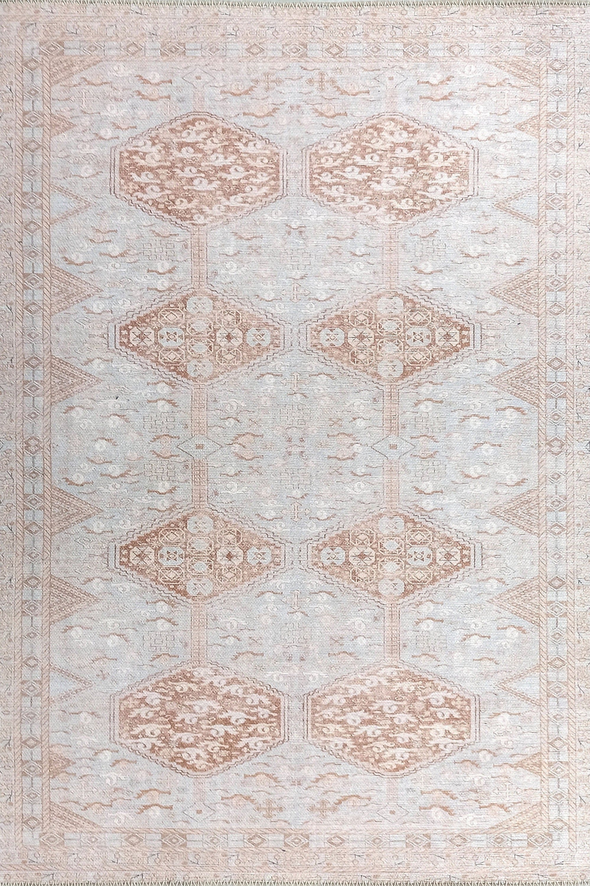 Tiera Rug Vintage Turkish Faded Beige Brown Rug