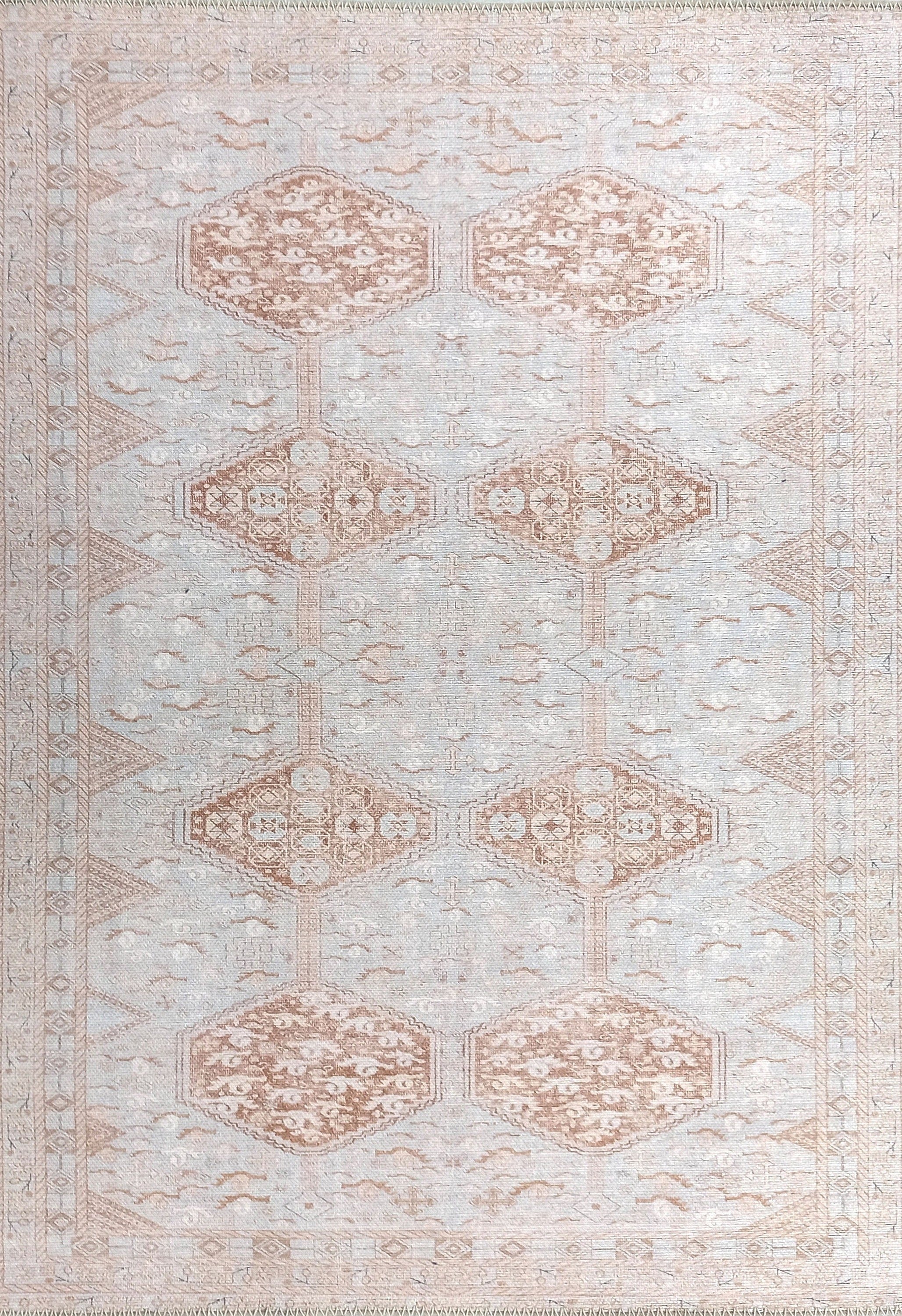 Tiera Rug Vintage Turkish Faded Beige Brown Rug