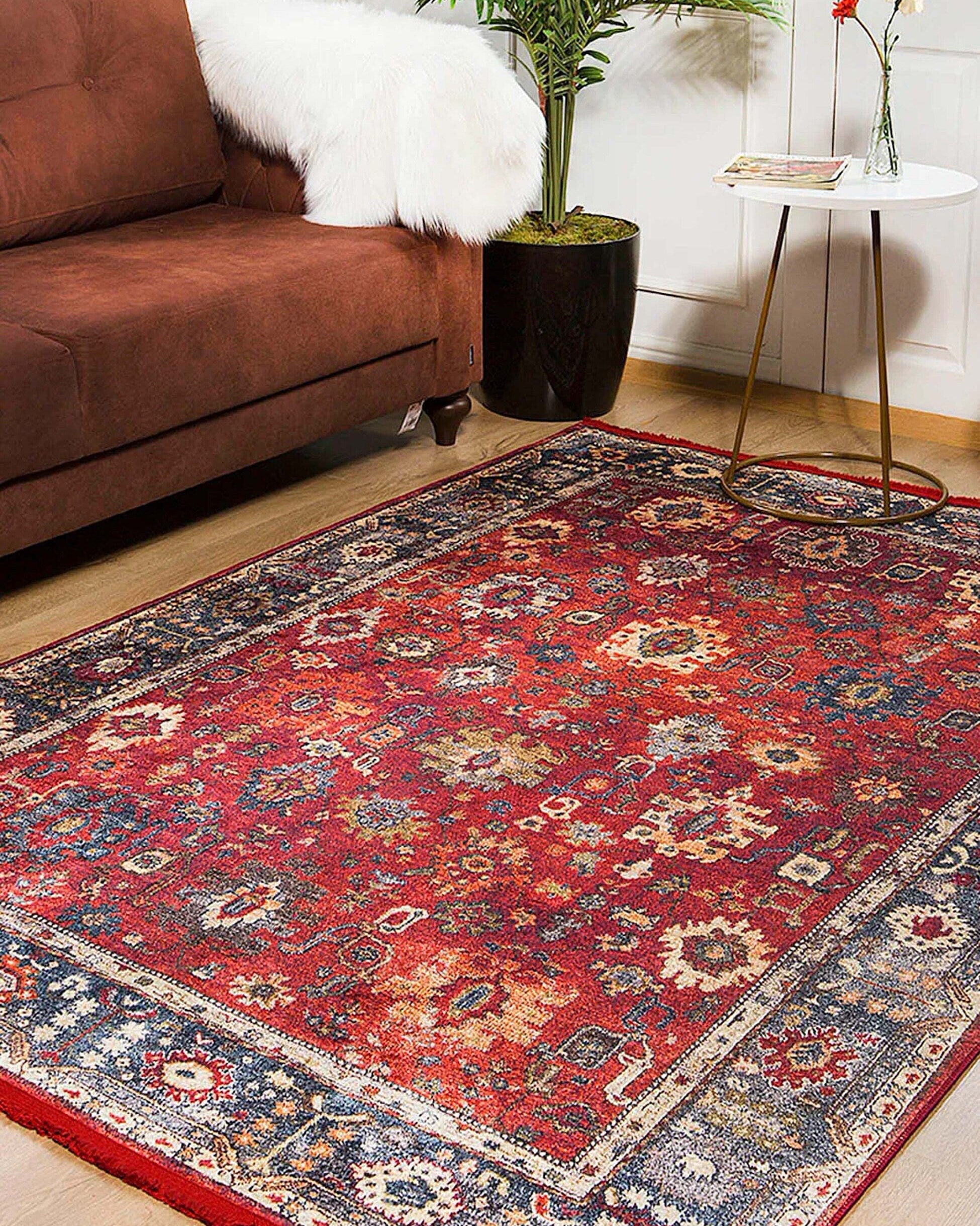 Tima Turkish Oushak Dark Red Rug