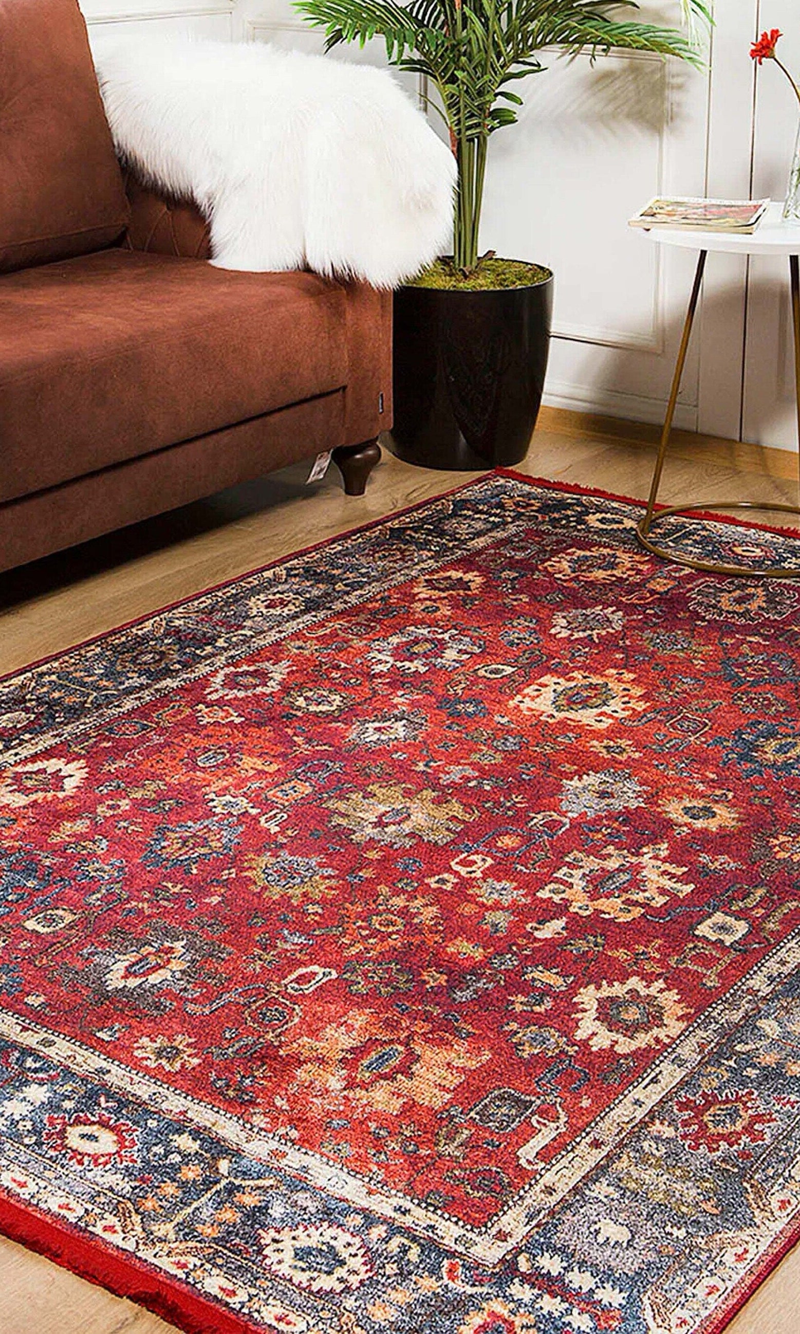 Tima Turkish Oushak Dark Red Rug