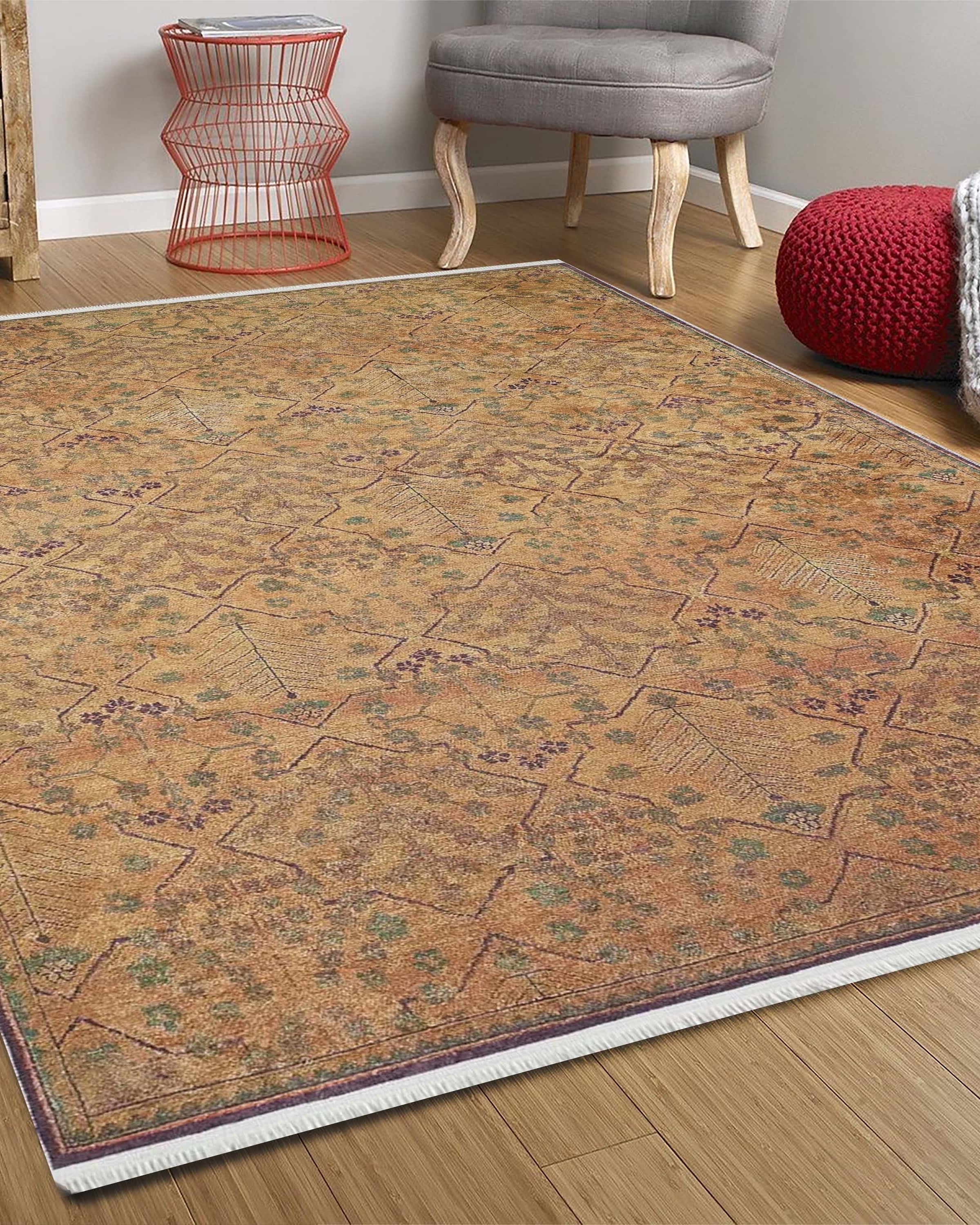 Tuni Traditional Oushak brownish yellow Turkish Rug