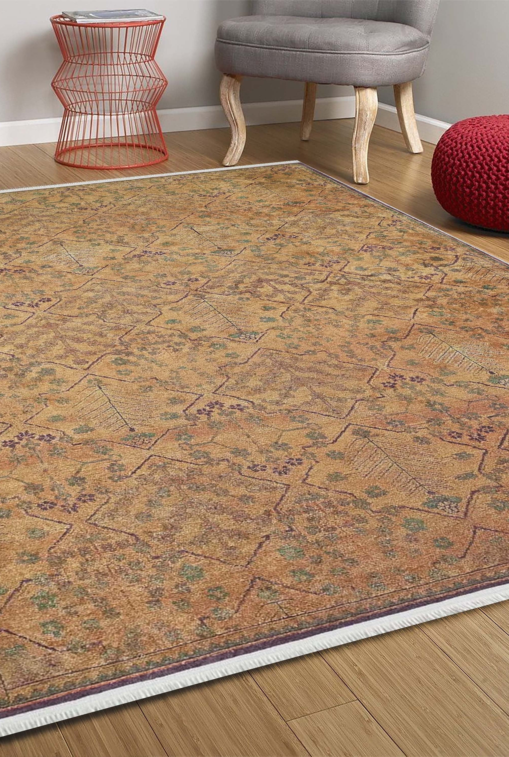 Tuni Traditional Oushak brownish yellow Turkish Rug