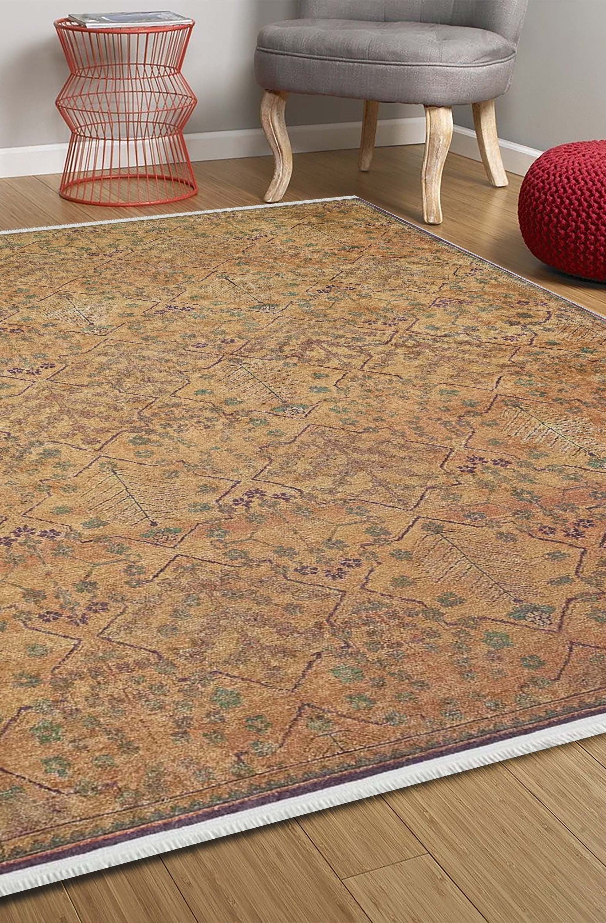 Tuni Traditional Oushak brownish yellow Turkish Rug