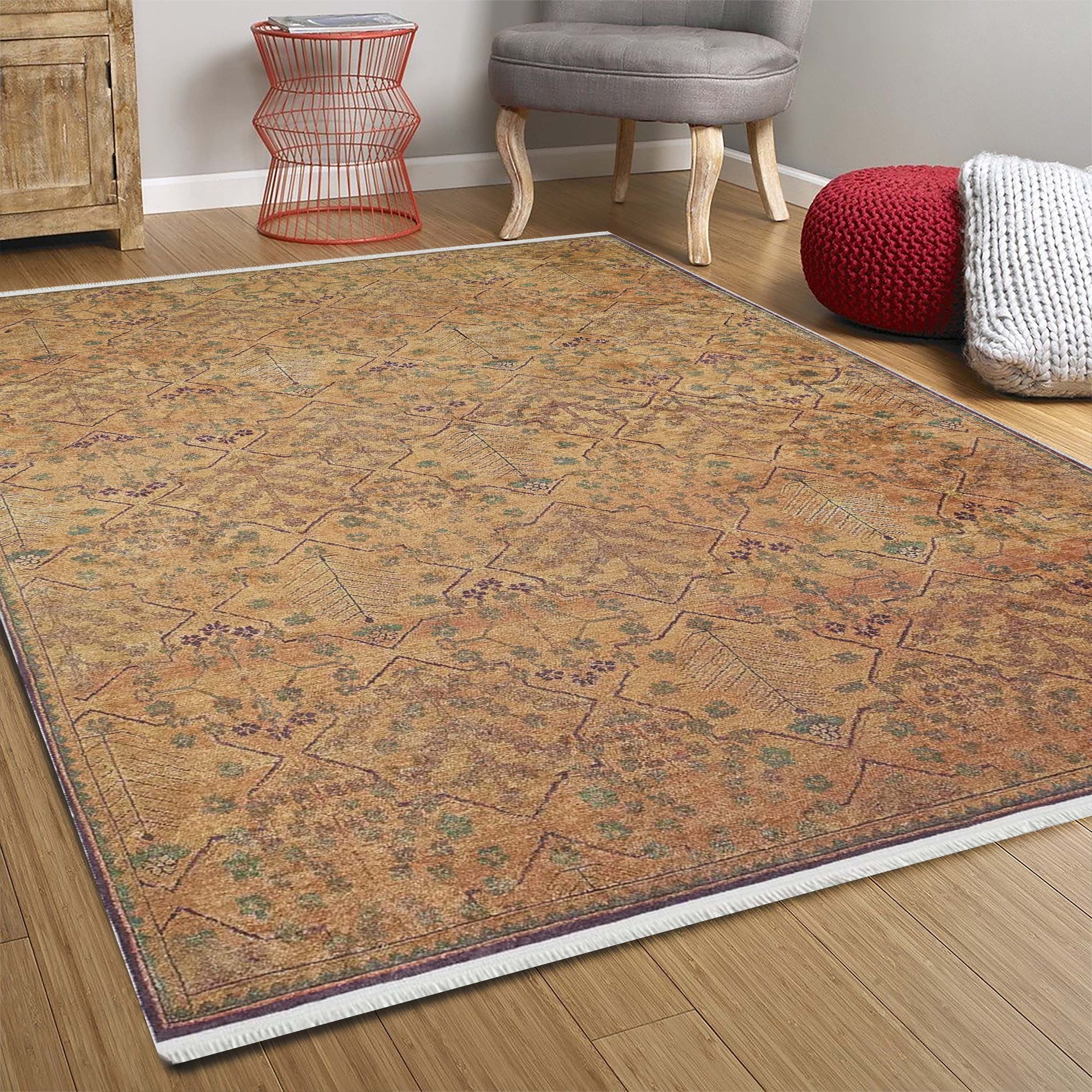 Tuni Traditional Oushak brownish yellow Turkish Rug