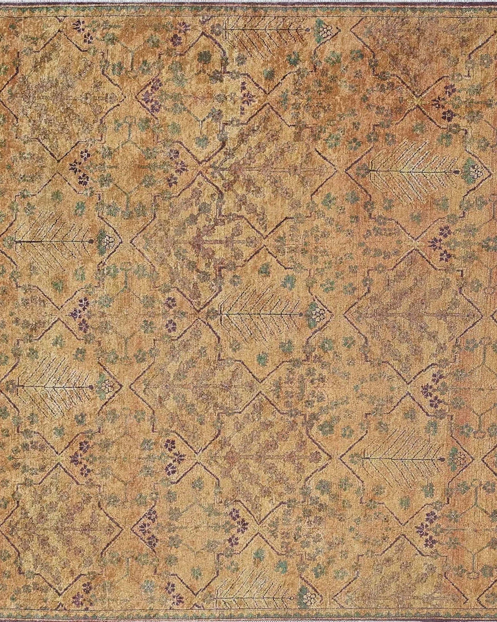 Tuni Traditional Oushak brownish yellow Turkish Rug
