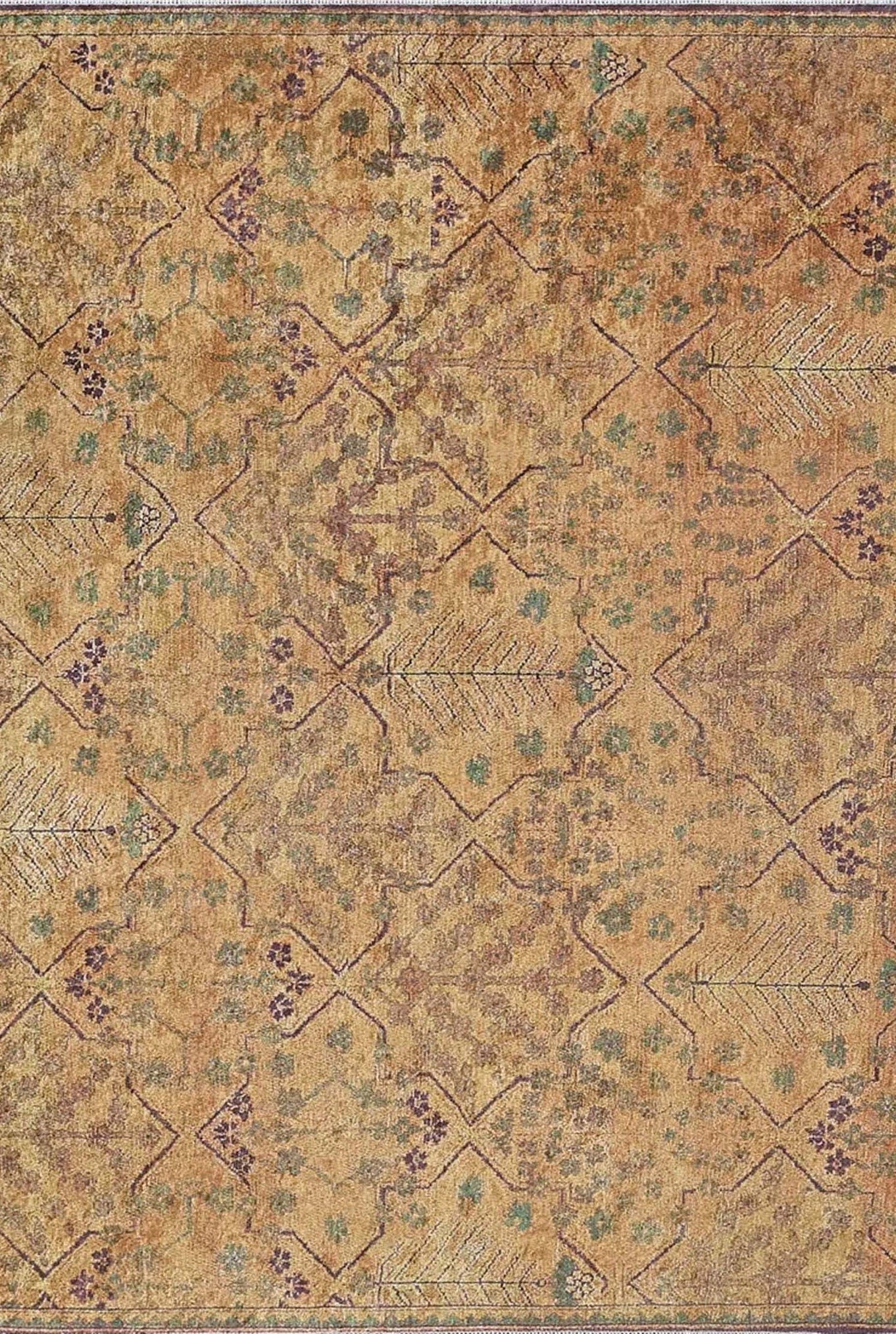 Tuni Traditional Oushak brownish yellow Turkish Rug