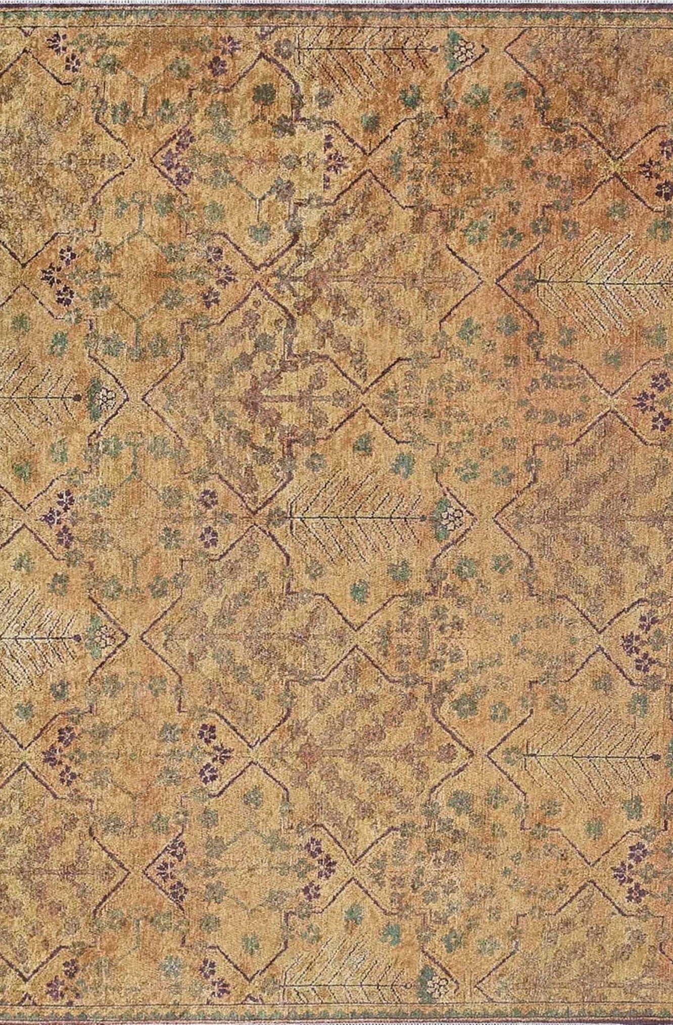 Tuni Traditional Oushak brownish yellow Turkish Rug