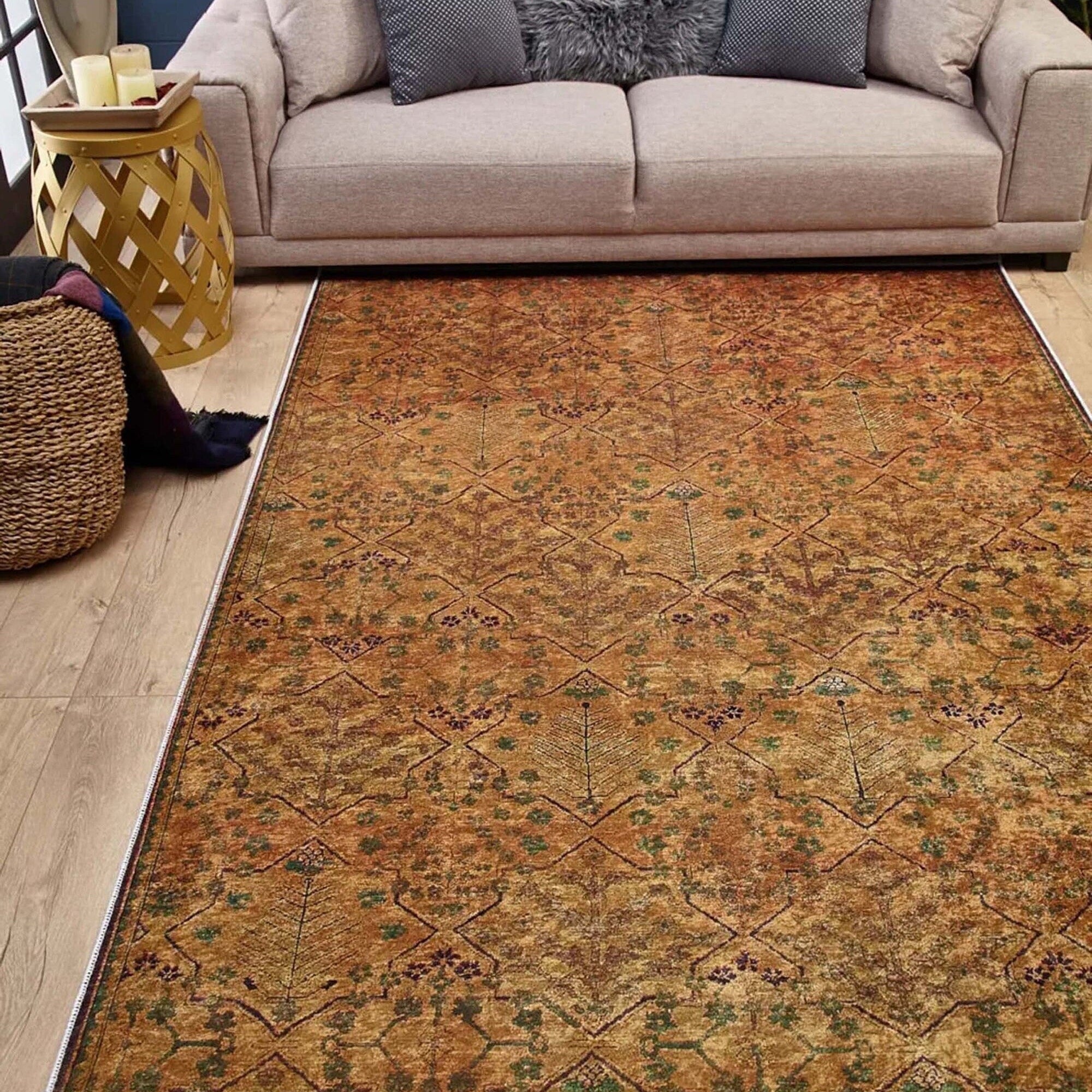 Tuni Traditional Oushak brownish yellow Turkish Rug