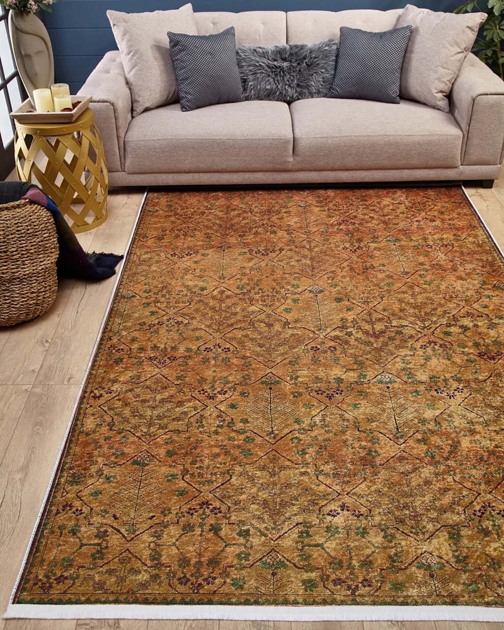 Tuni Traditional Oushak brownish yellow Turkish Rug
