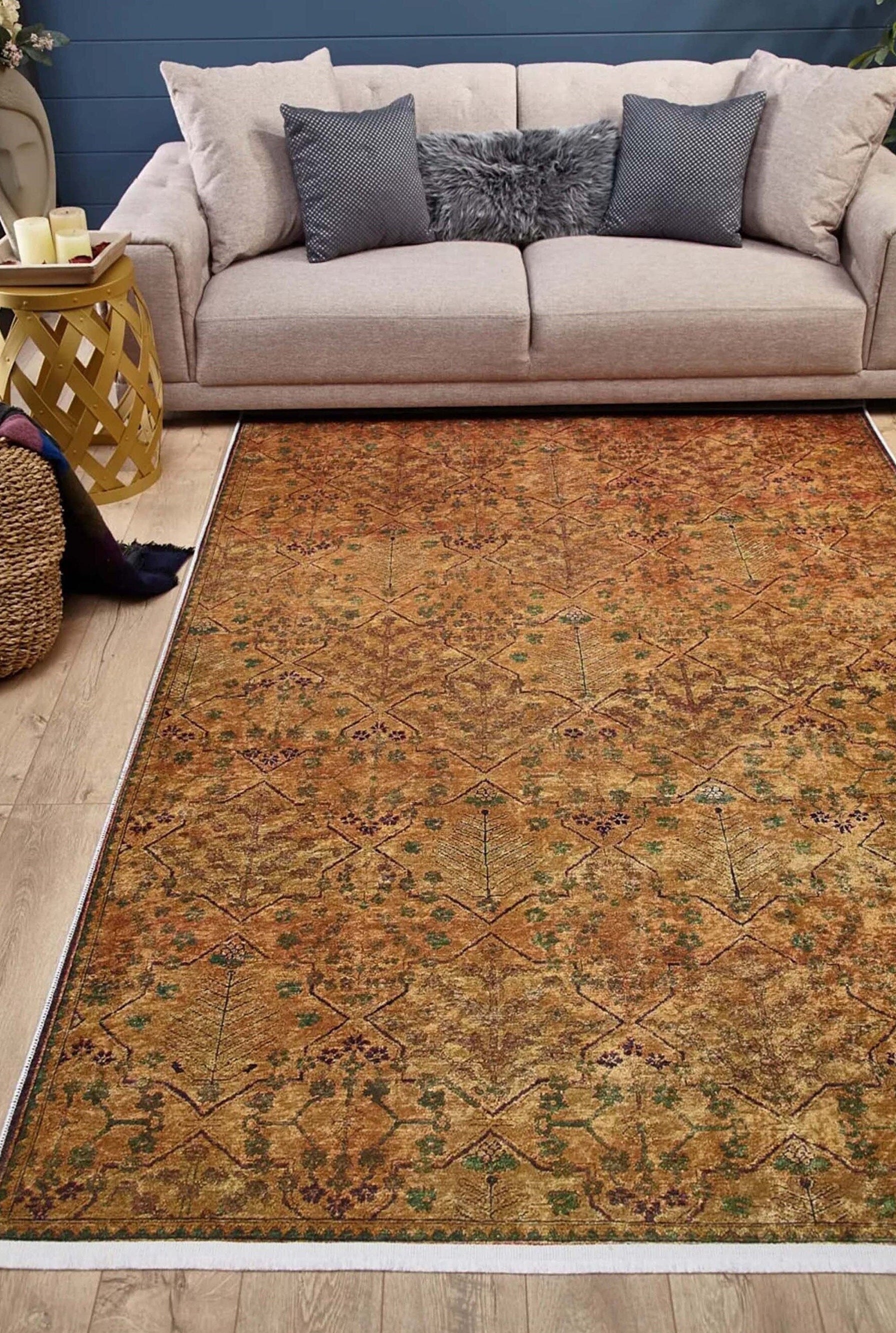 Tuni Traditional Oushak brownish yellow Turkish Rug