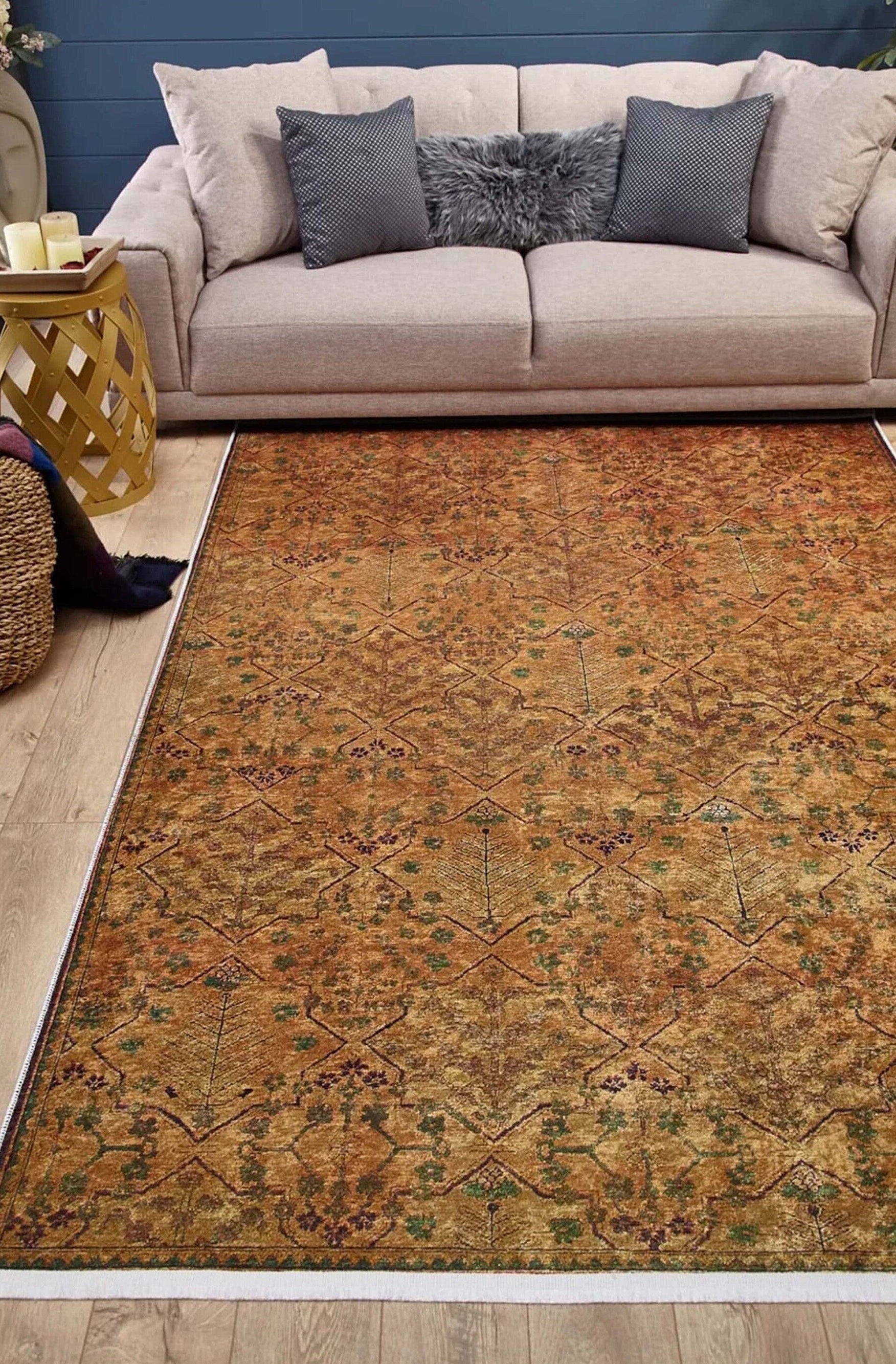 Tuni Traditional Oushak brownish yellow Turkish Rug
