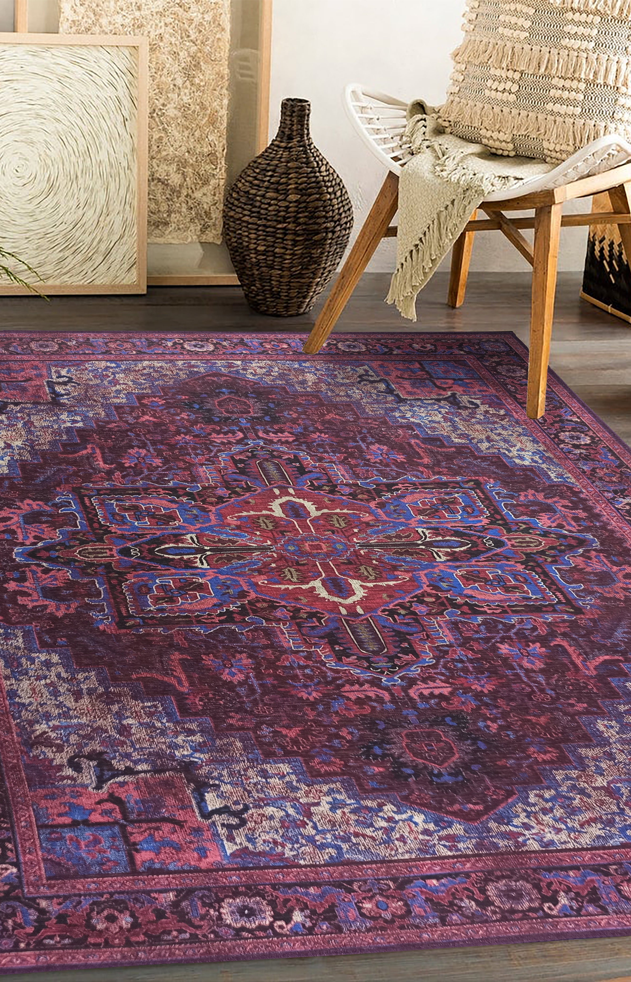 Vivianne Burgundy Maroon Red Modern Persian Rug