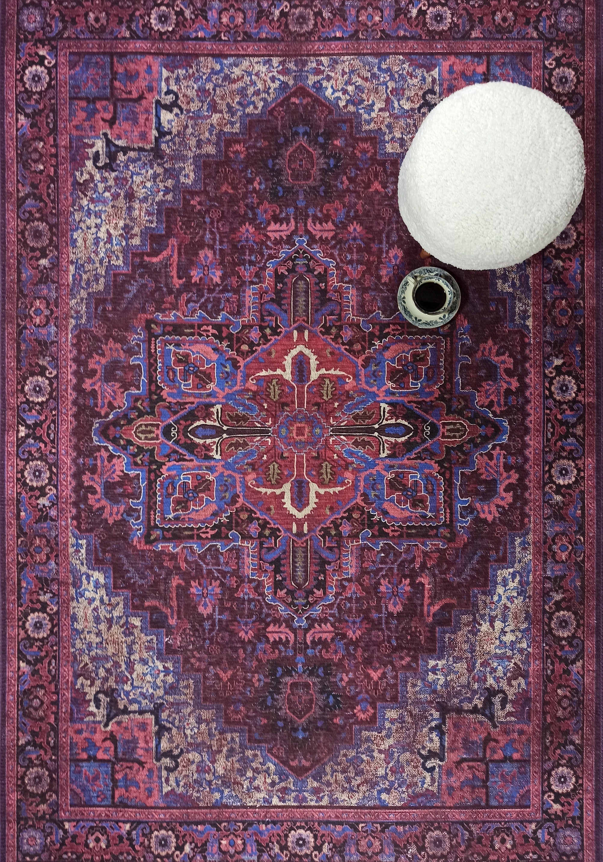 Vivianne Burgundy Maroon Red Modern Persian Rug