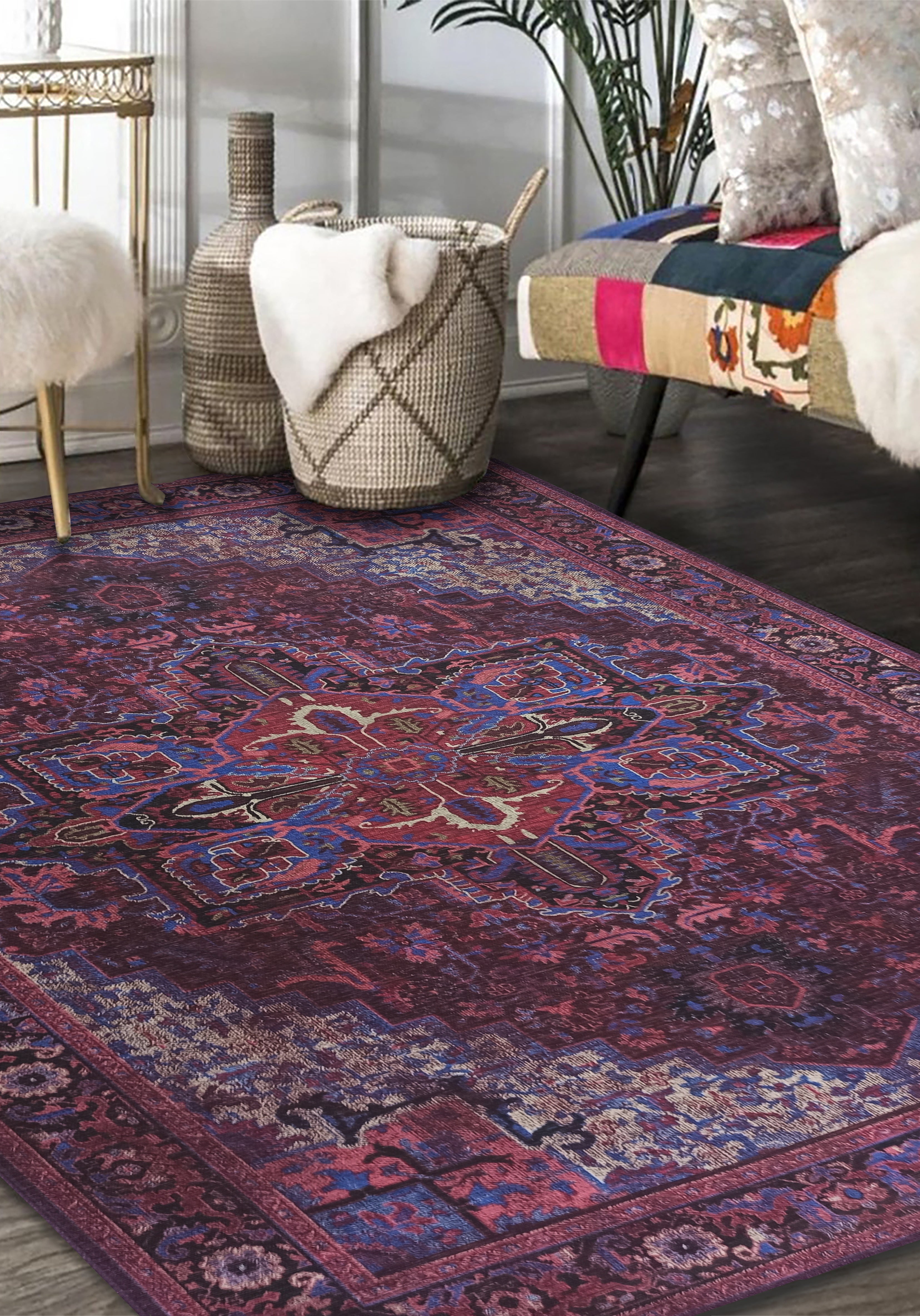 Vivianne Burgundy Maroon Red Modern Persian Rug