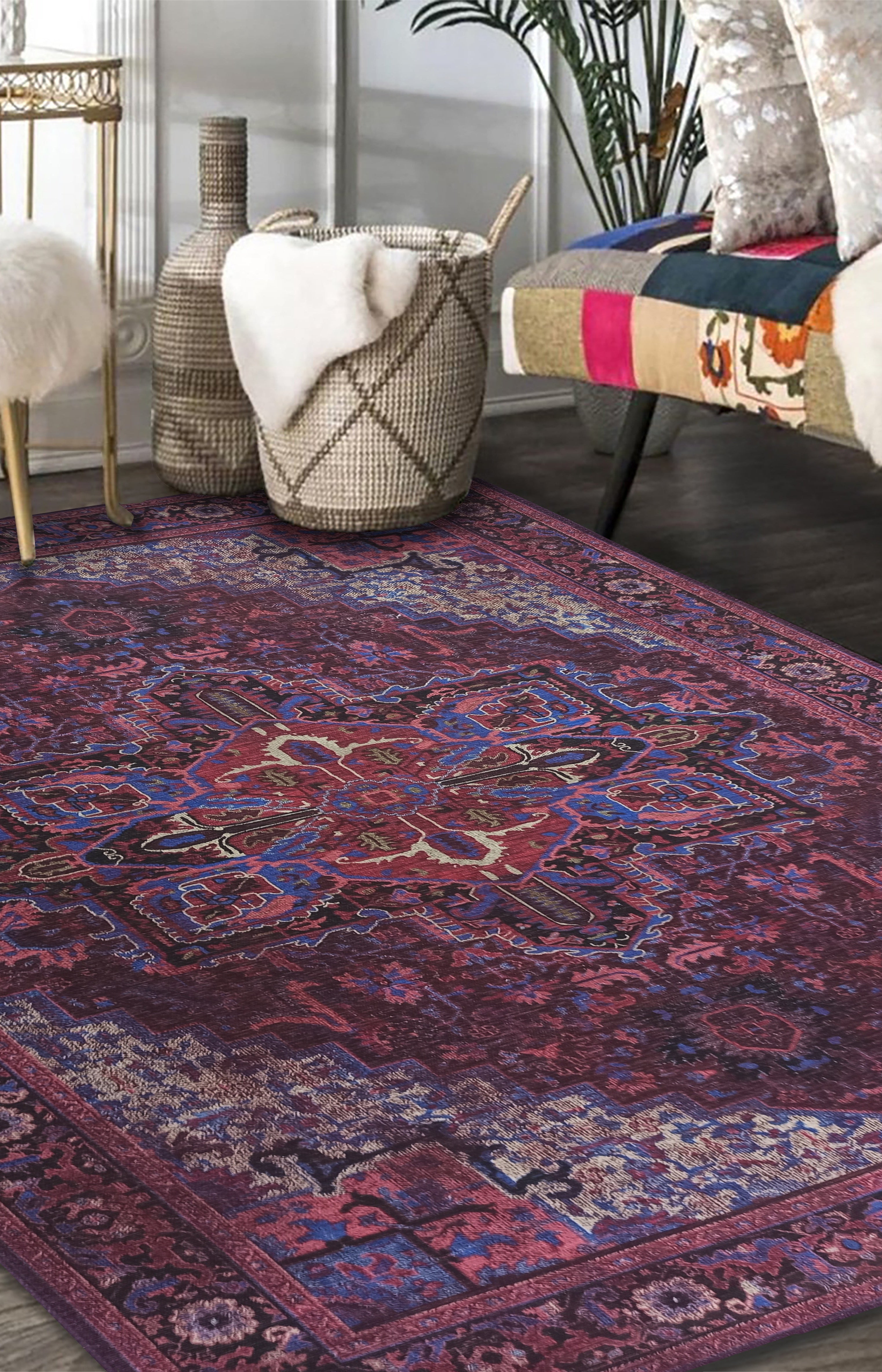 Vivianne Burgundy Maroon Red Modern Persian Rug