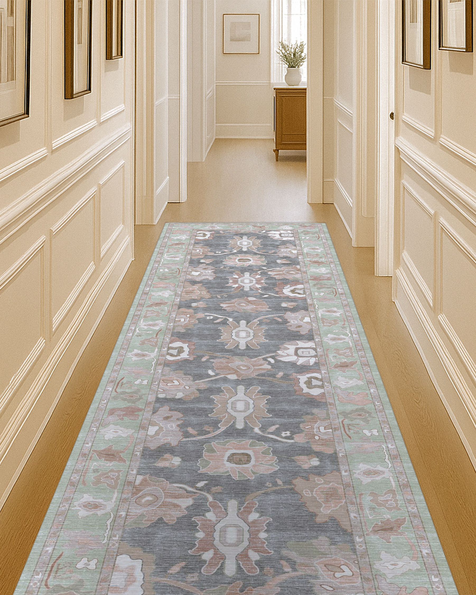 Rajiya Earth Tones Floral Modern Oushak Rug