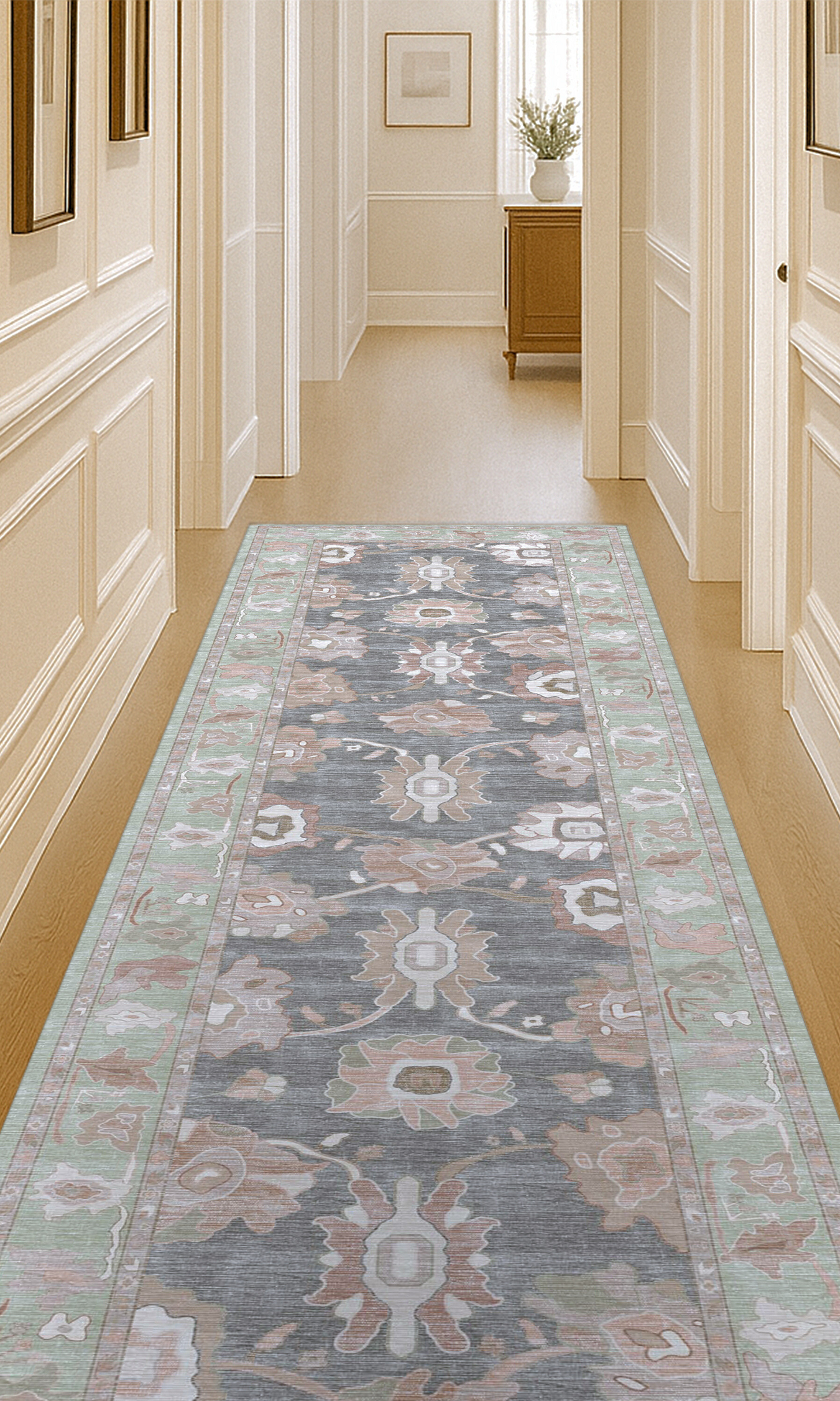 Rajiya Earth Tones Floral Modern Oushak Rug