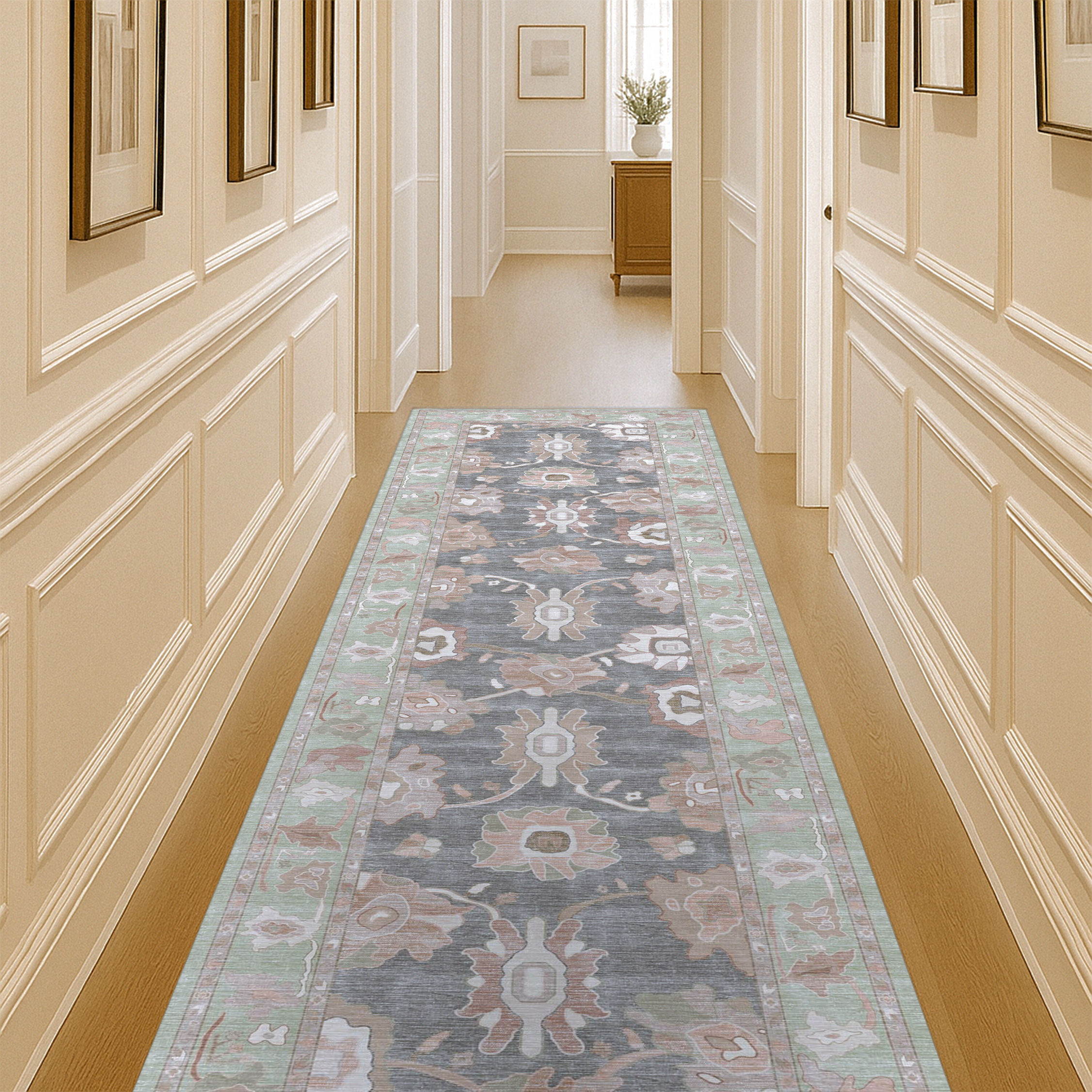 Rajiya Earth Tones Floral Modern Oushak Rug