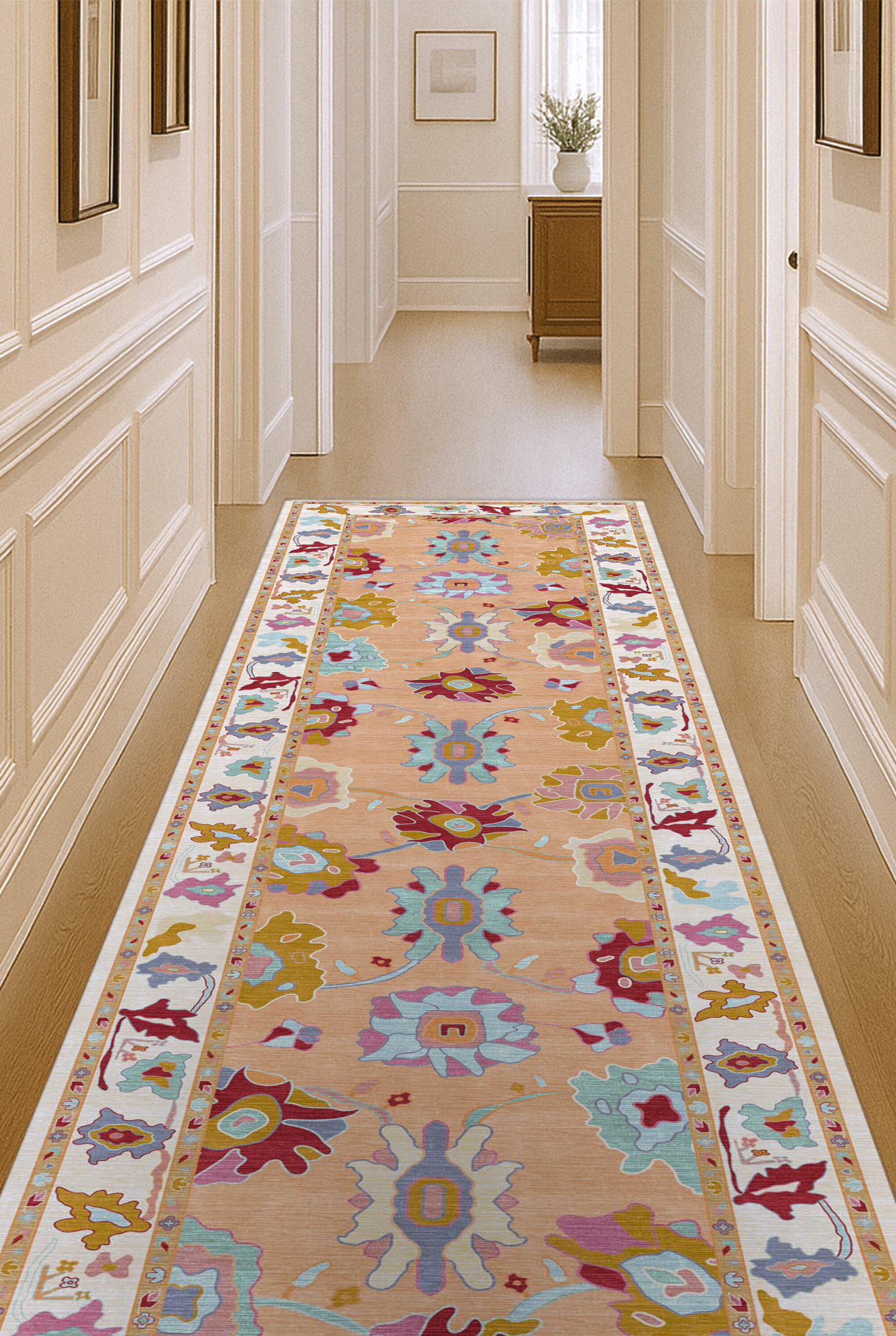 Soren Pastel Orange Floral Modern Oushak Rug