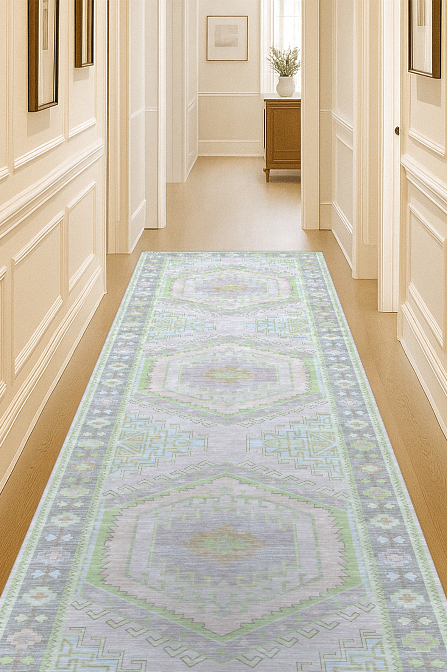 Eloise Faded Pastel Green Modern Oushak Rug