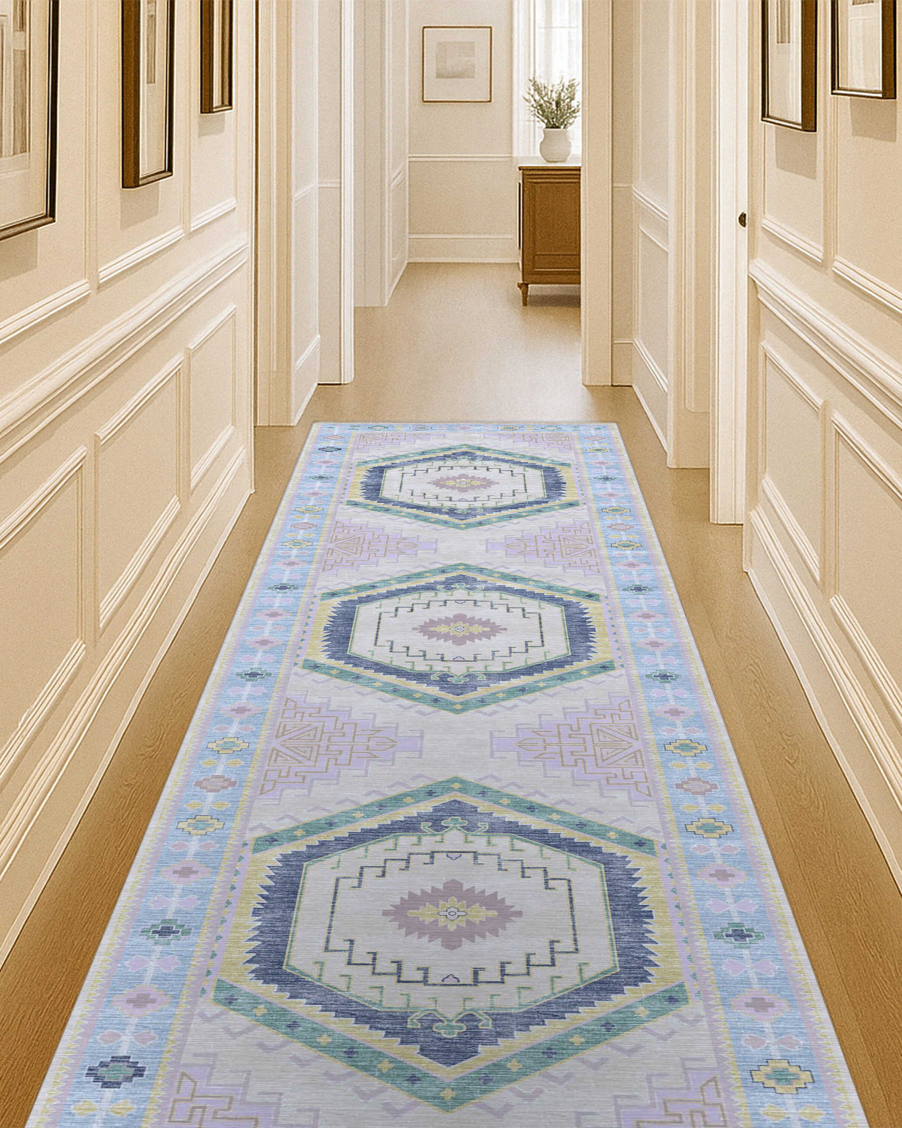 Averill Lavender, Pink & Blue Modern Oushak Rug
