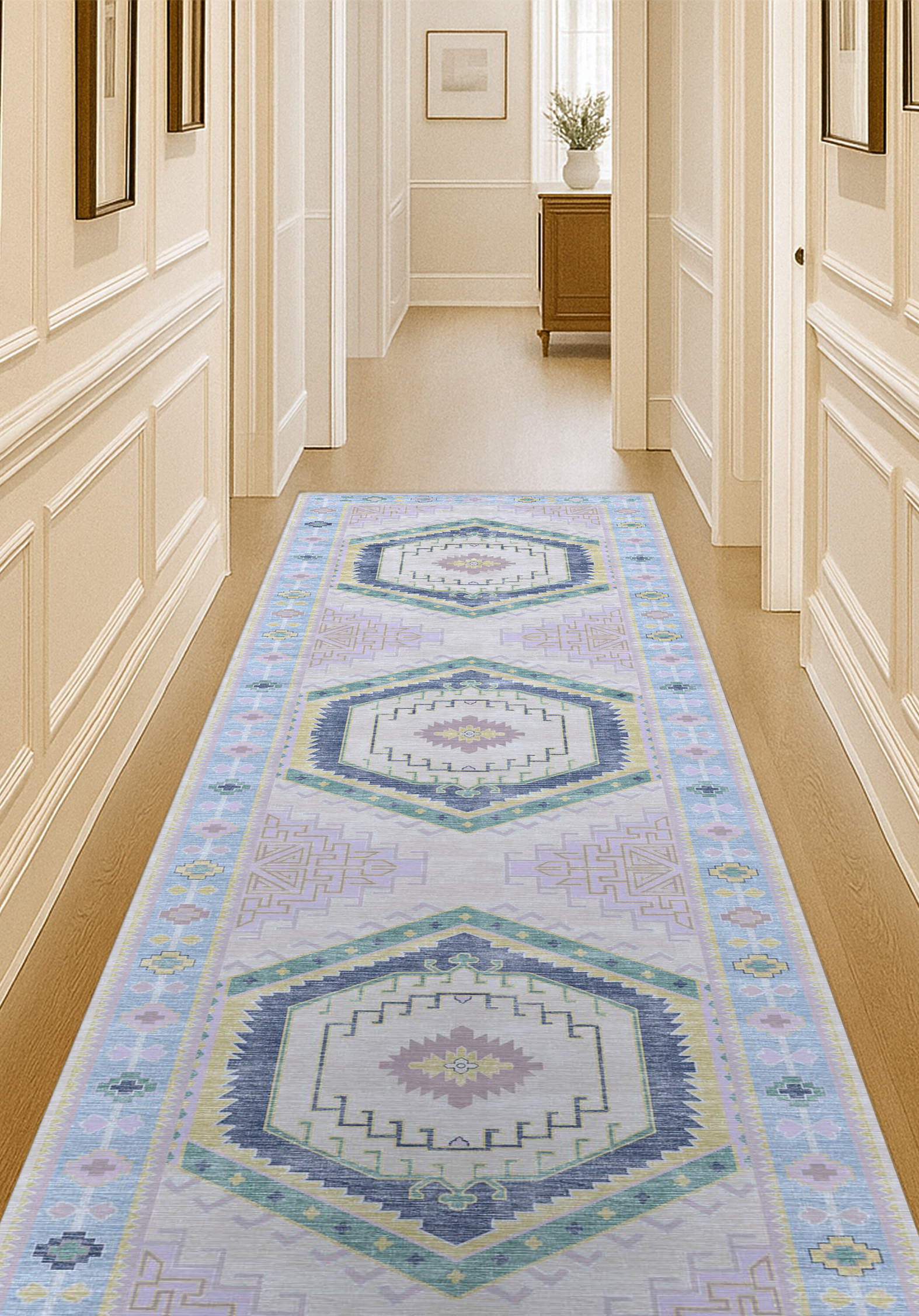Averill Lavender, Pink & Blue Modern Oushak Rug
