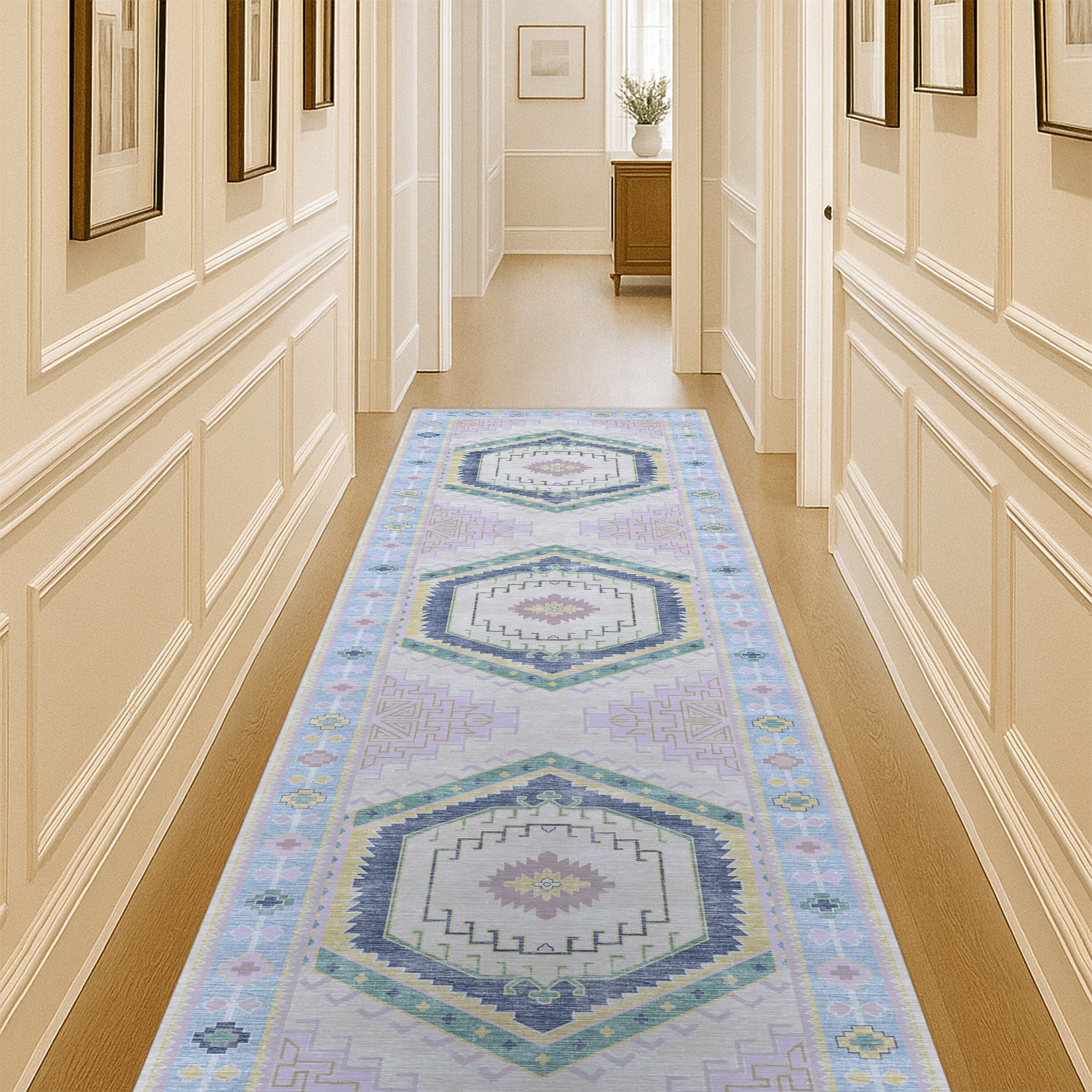 Averill Lavender, Pink & Blue Modern Oushak Rug
