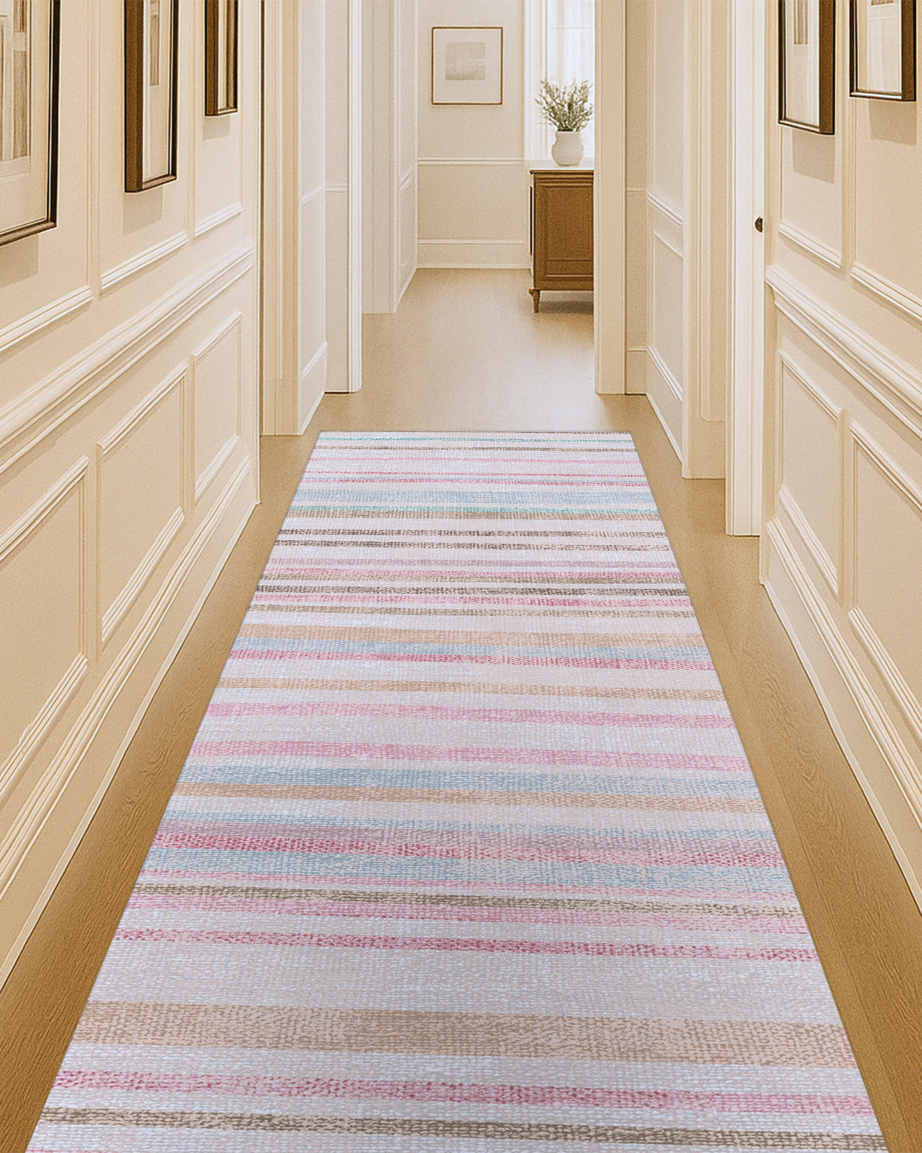 Kalia Faded Modern Turkish Striped Colorful Rug