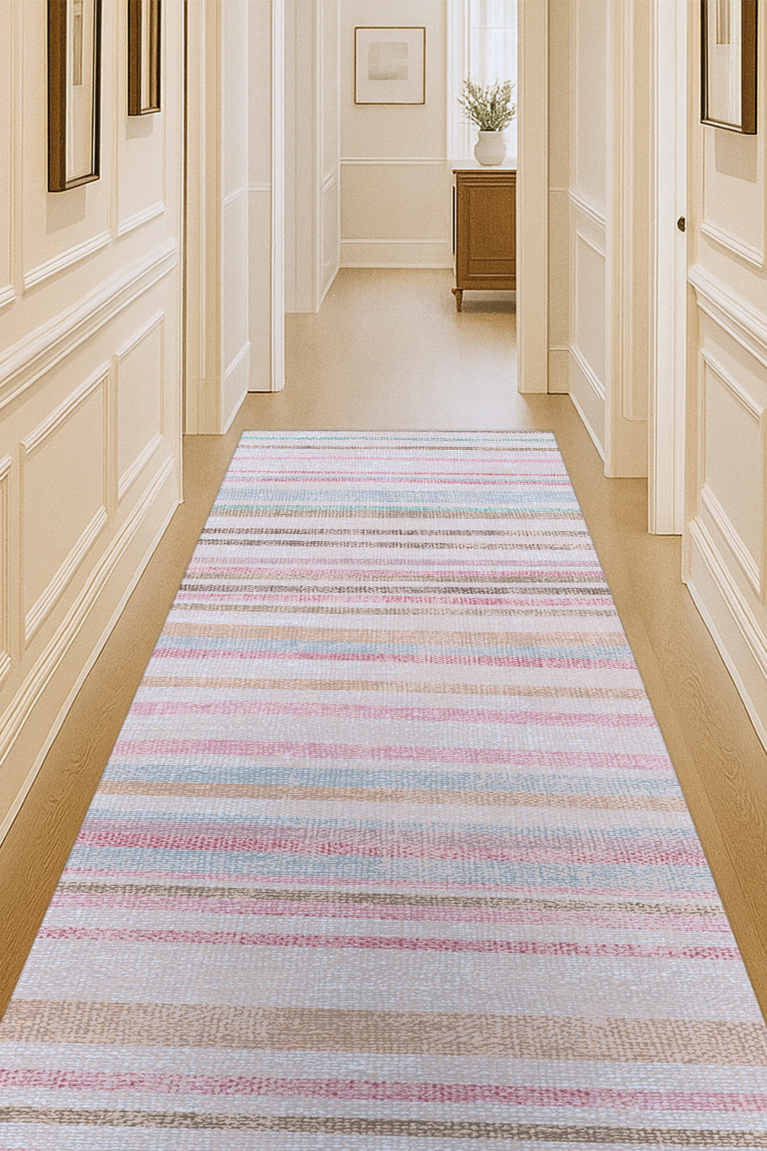 Kalia Faded Modern Turkish Striped Colorful Rug