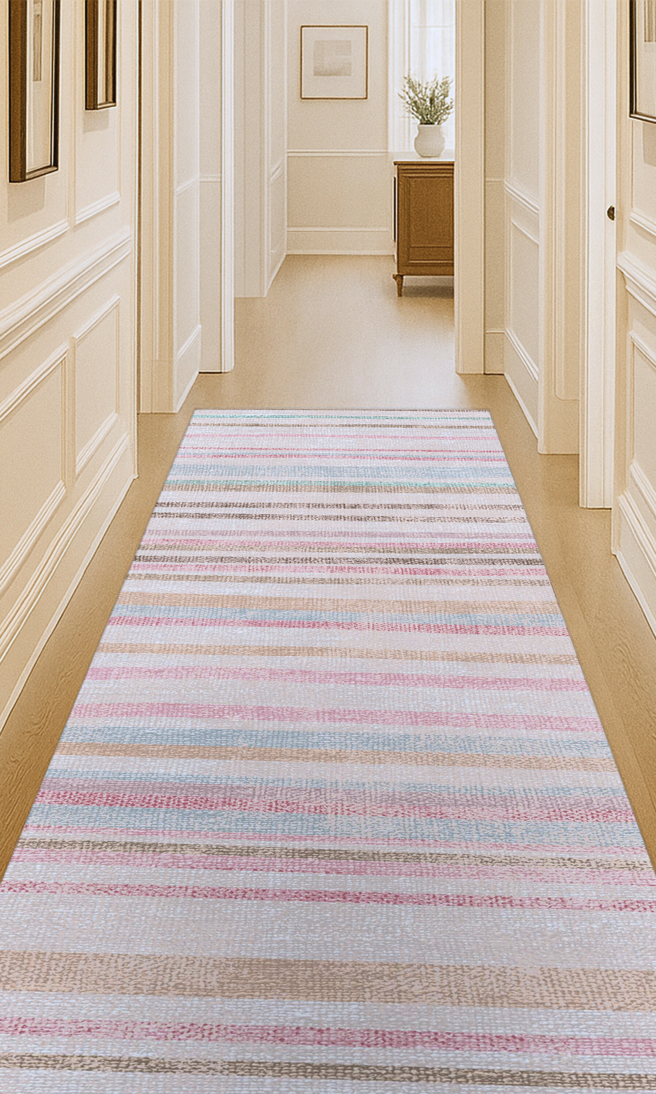 Kalia Faded Modern Turkish Striped Colorful Rug