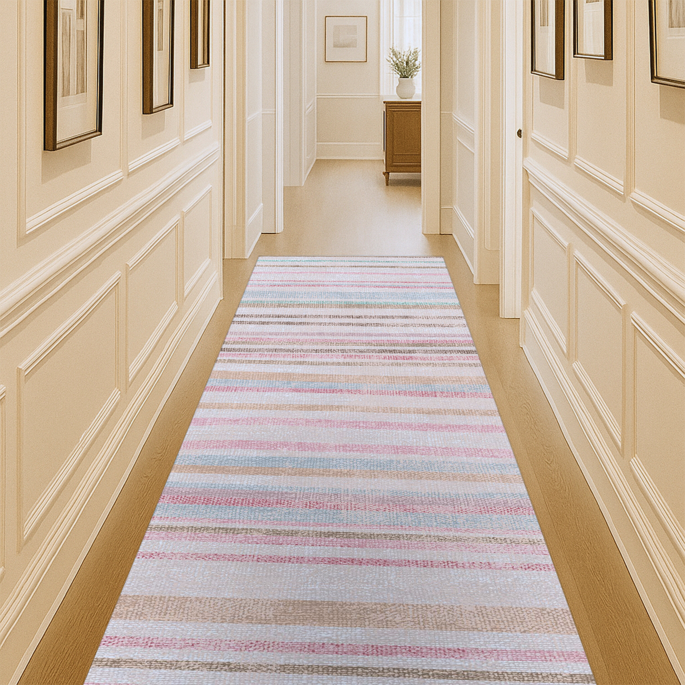 Kalia Faded Modern Turkish Striped Colorful Rug