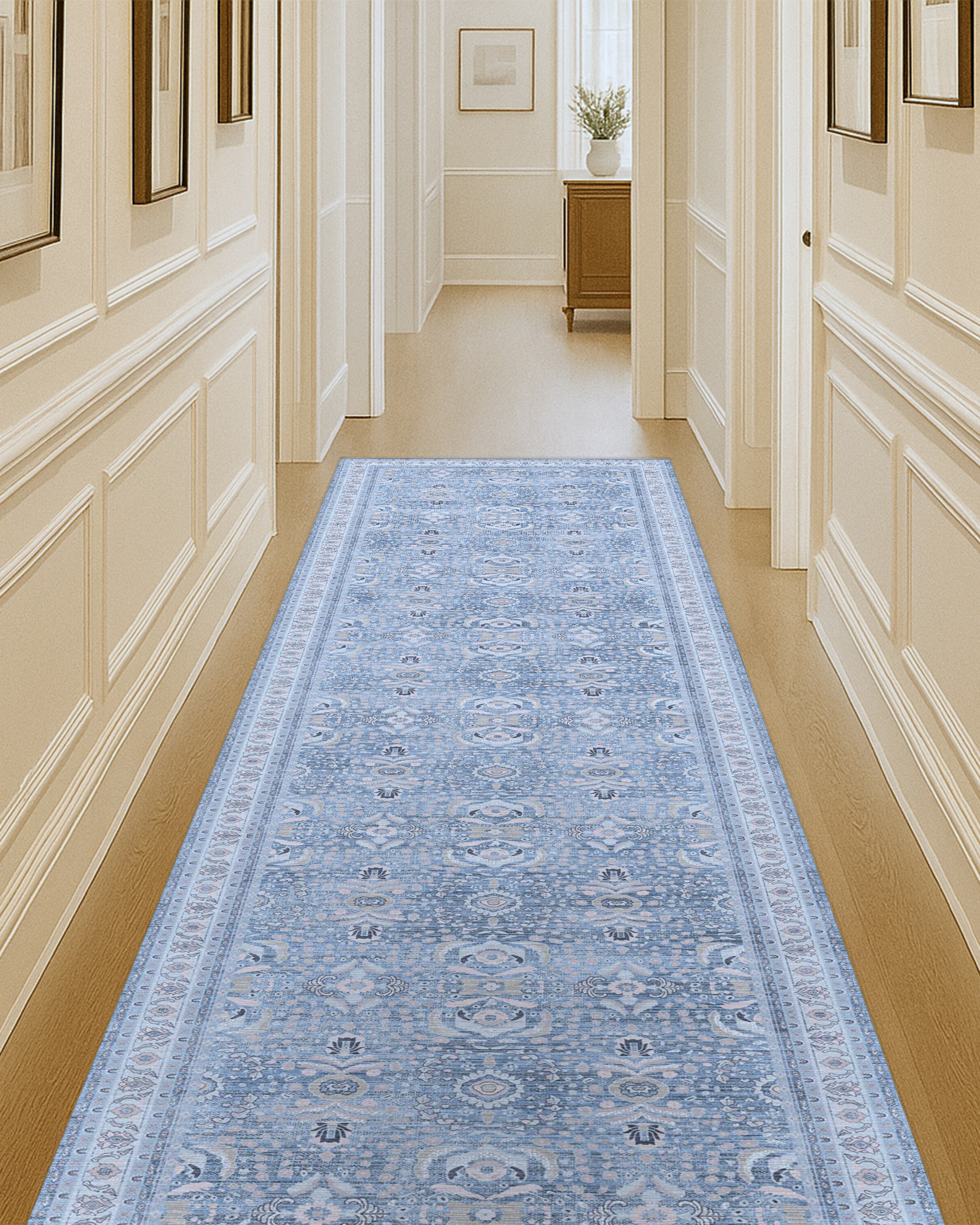 Jayla Modern Turkish Floral Cream Blue Rug