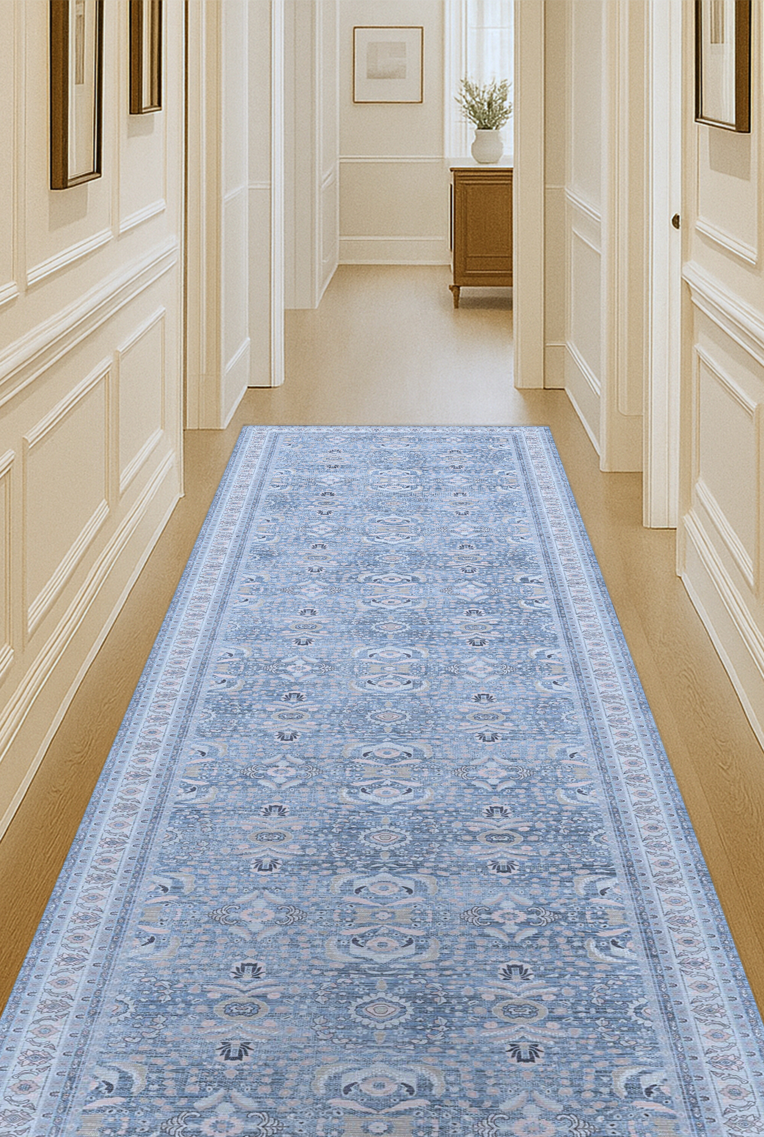 Jayla Modern Turkish Floral Cream Blue Rug
