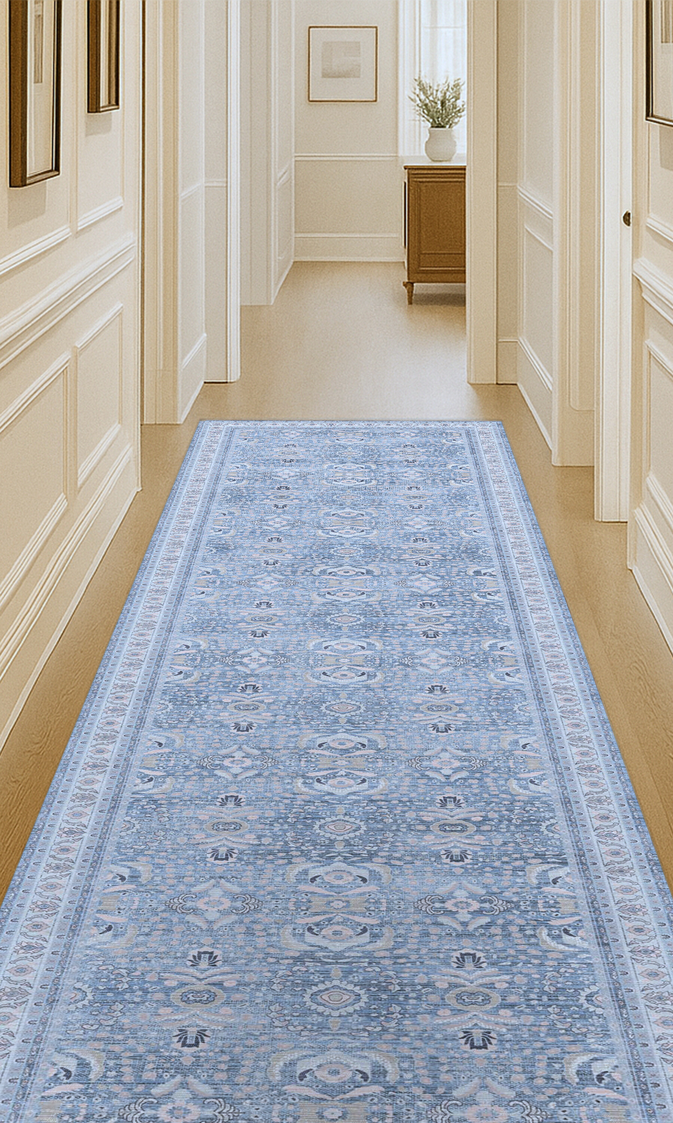 Jayla Modern Turkish Floral Cream Blue Rug