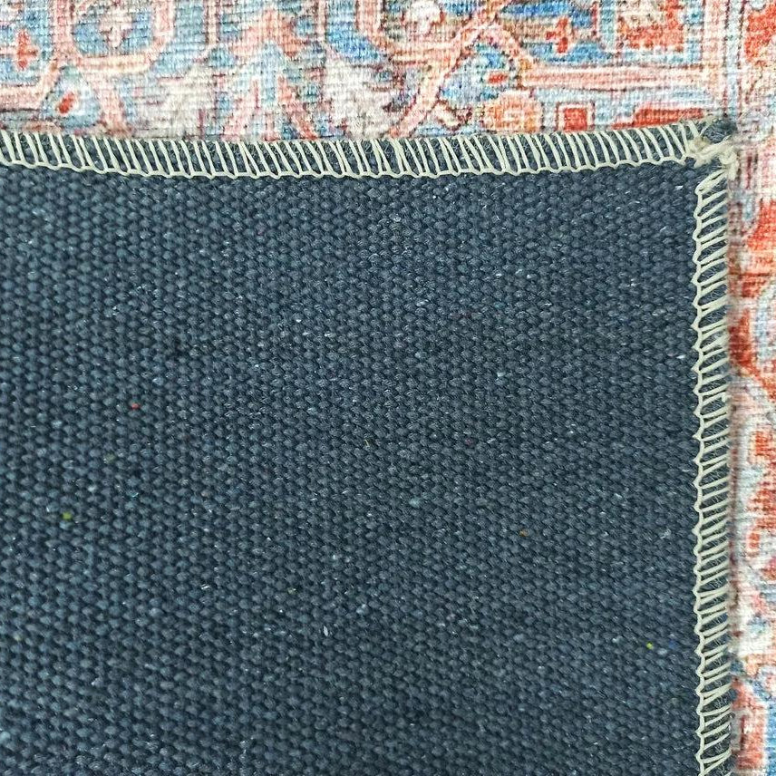 Valvia RugTurkish Terracotta Red Beige Sky Blue Rug