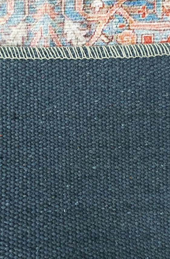 Valvia RugTurkish Terracotta Red Beige Sky Blue Rug