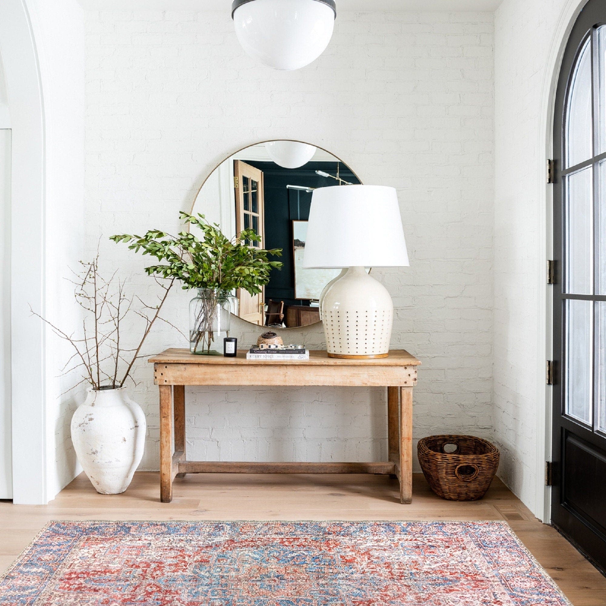 Valvia RugTurkish Terracotta Red Beige Sky Blue Rug