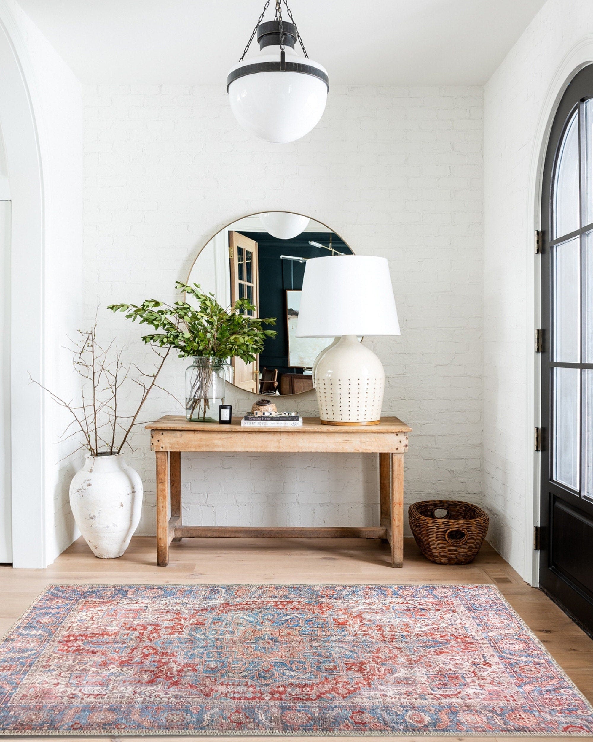 Valvia RugTurkish Terracotta Red Beige Sky Blue Rug