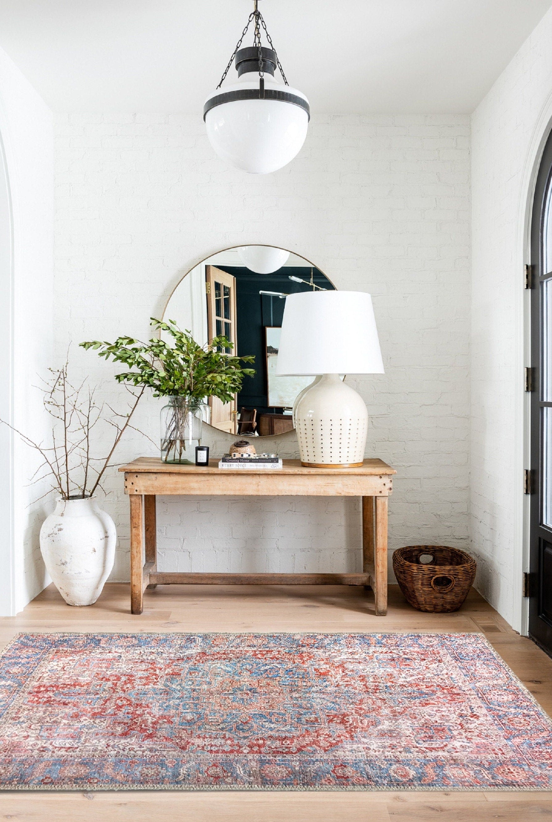 Valvia RugTurkish Terracotta Red Beige Sky Blue Rug