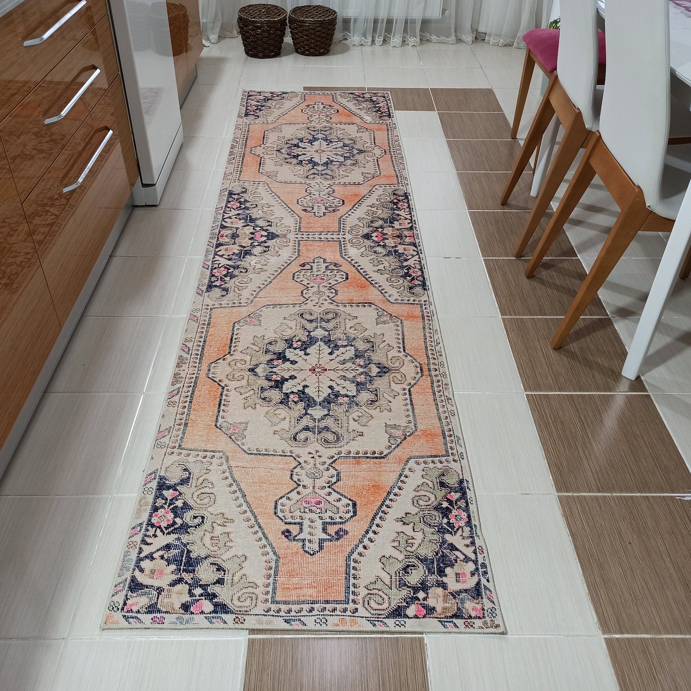 Varo Turkish Blush Orange Beige Runner Rug