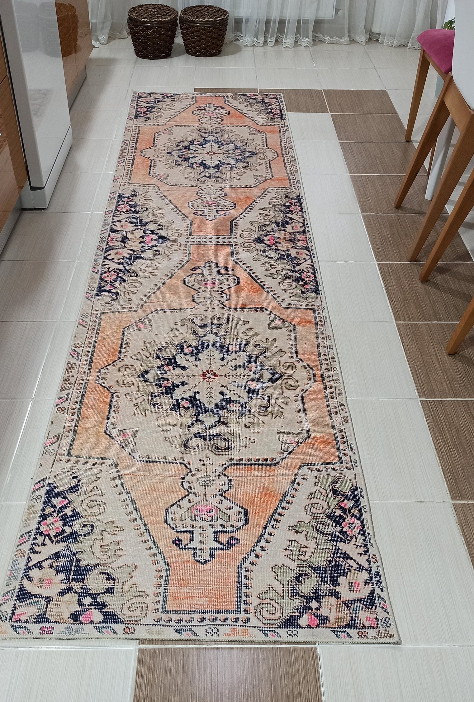 Varo Turkish Blush Orange Beige Runner Rug