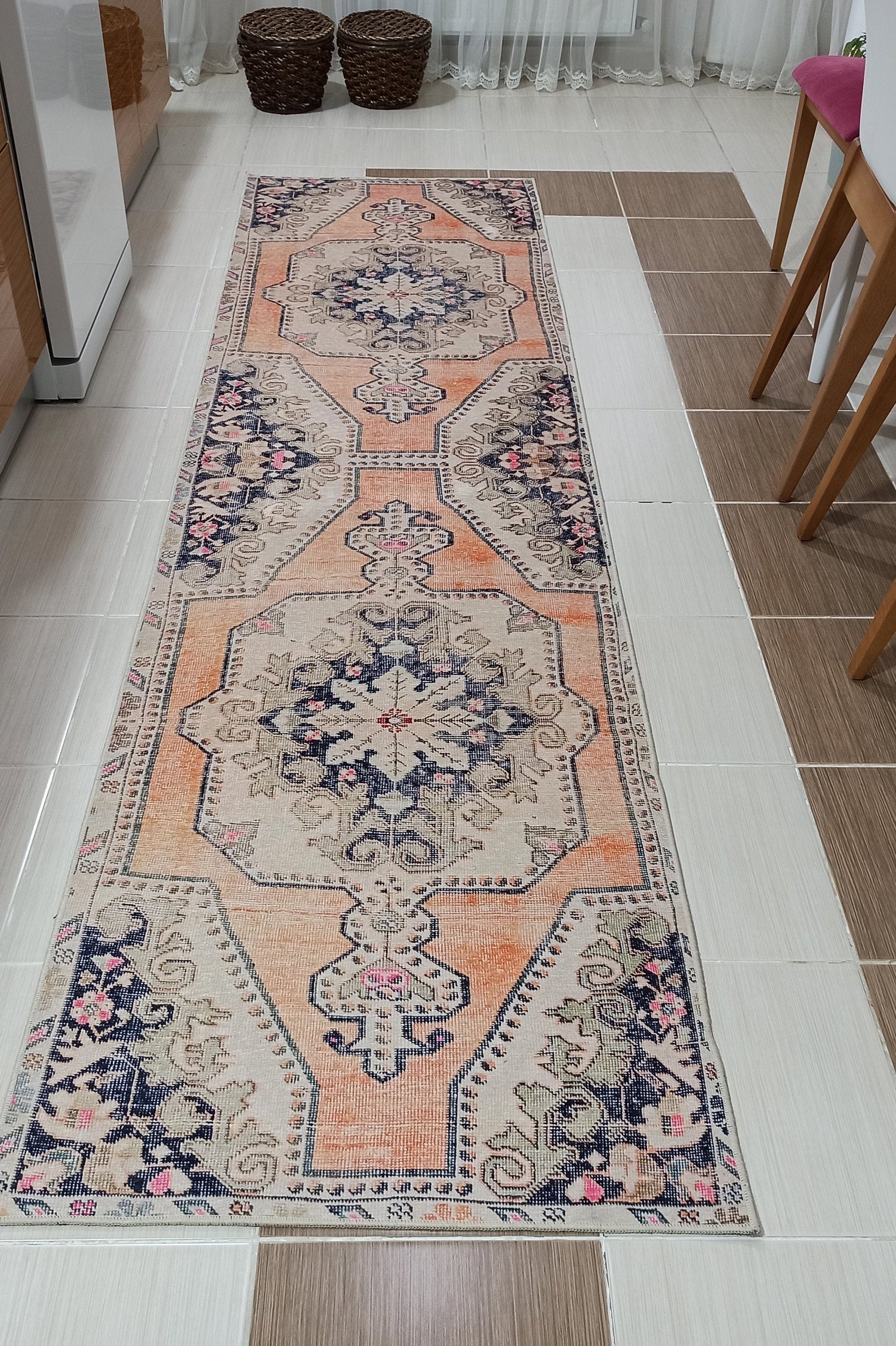 Varo Turkish Blush Orange Beige Runner Rug