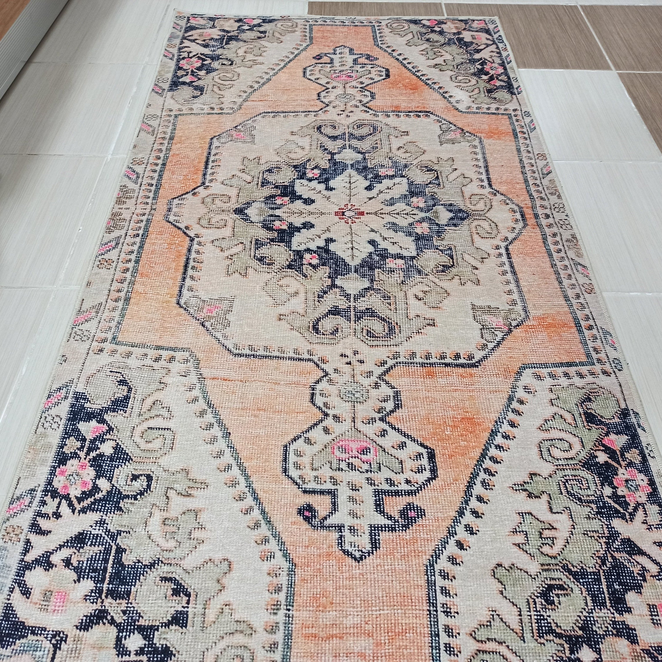 Varo Turkish Blush Orange Beige Runner Rug