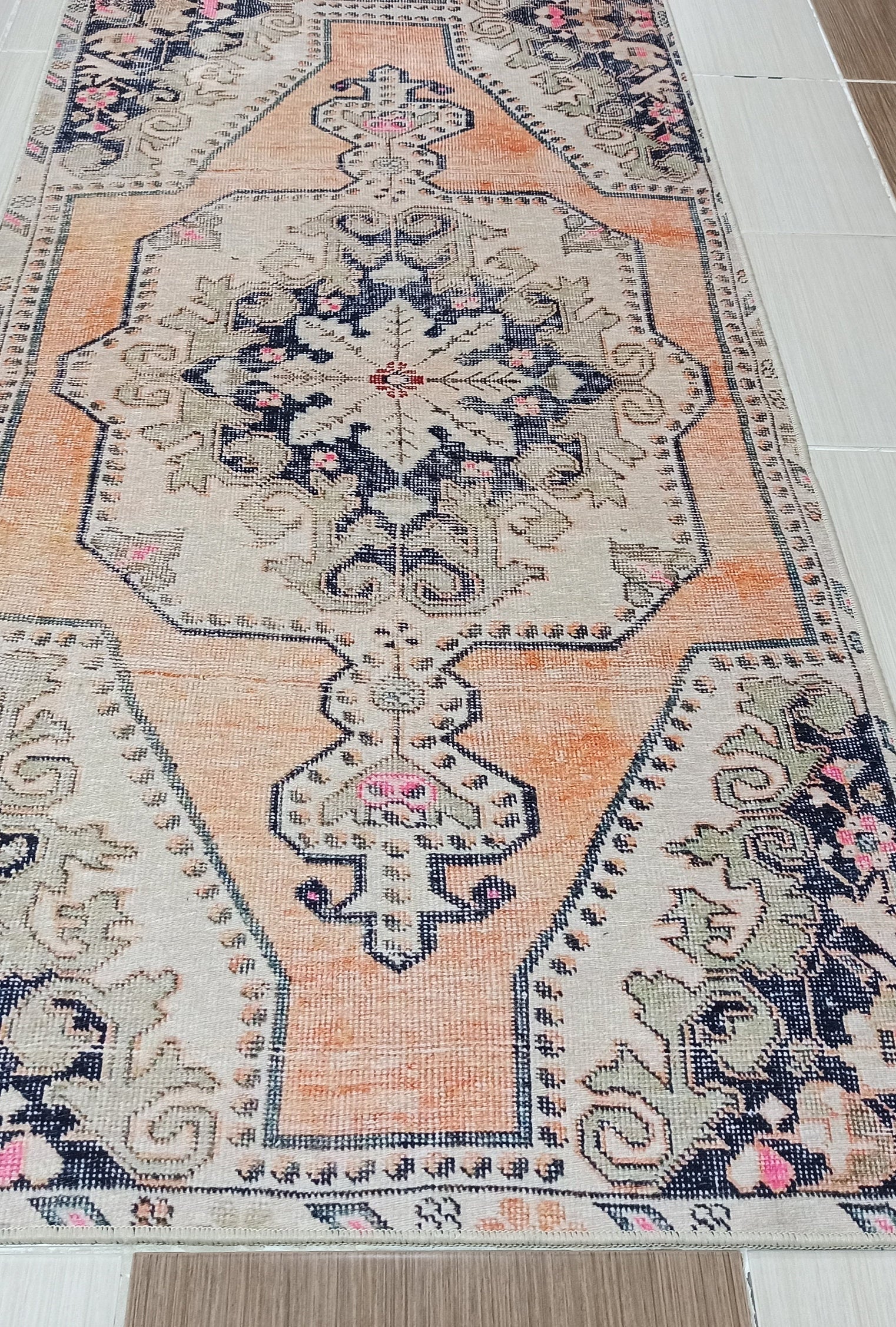 Varo Turkish Blush Orange Beige Runner Rug