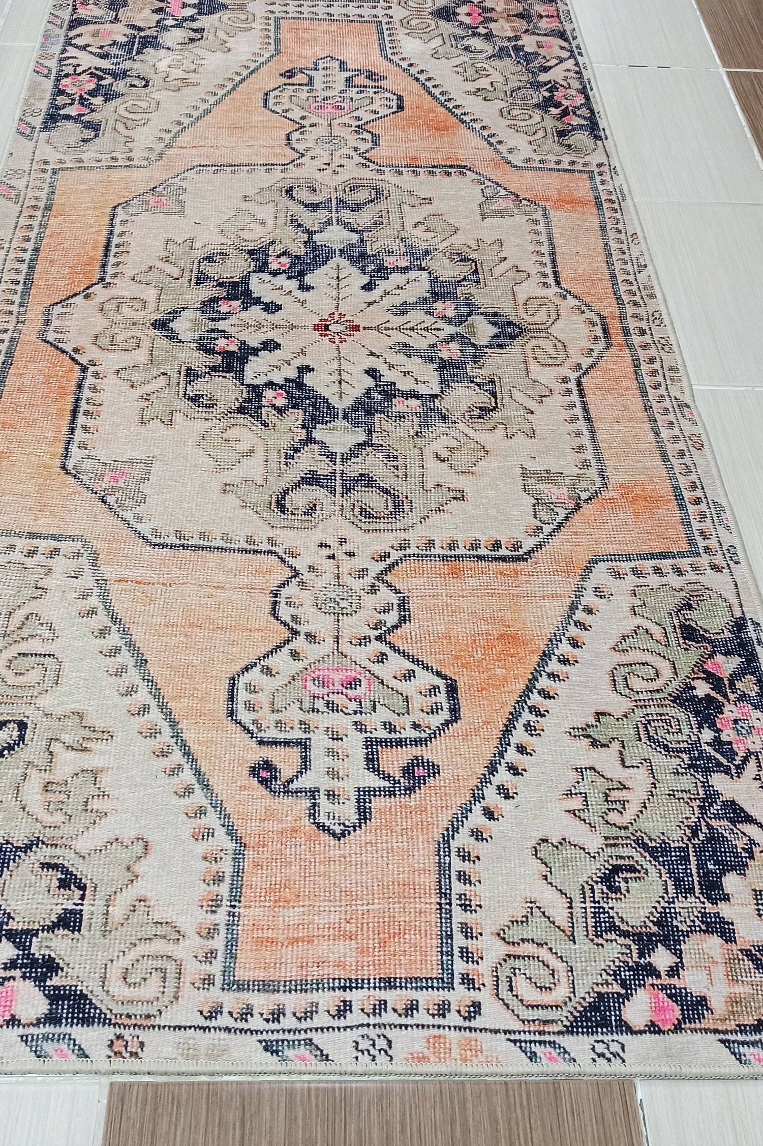Varo Turkish Blush Orange Beige Runner Rug