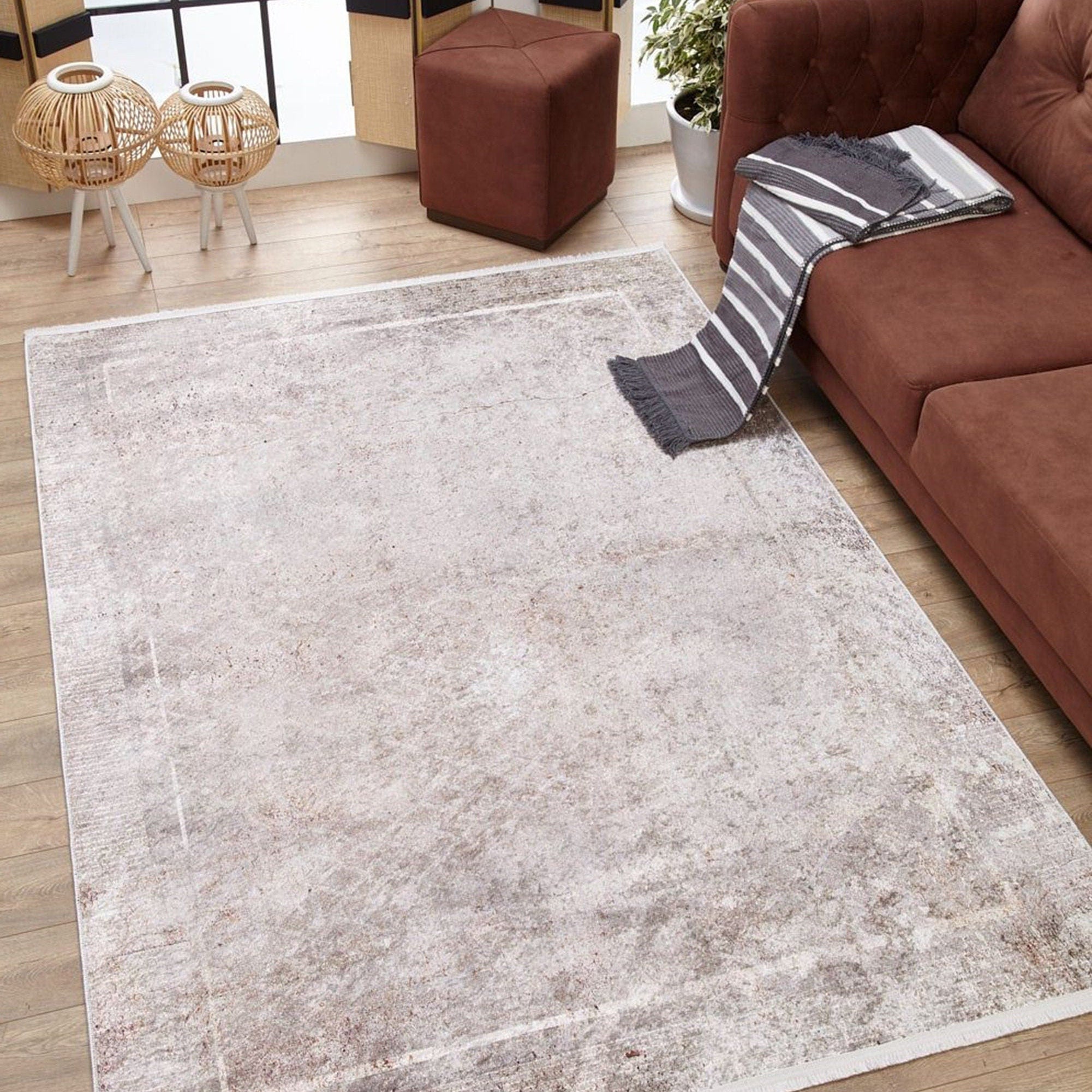 Vena Neutral Turkish Muted Beige Pearl White Rug